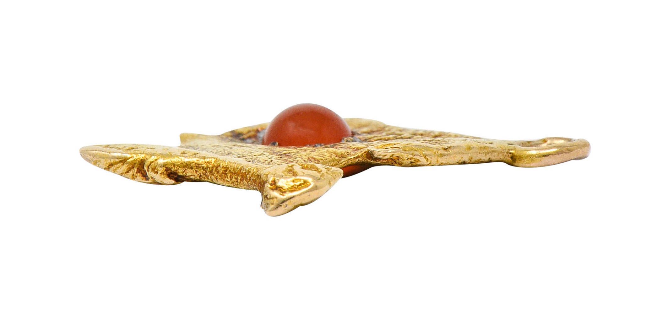 Vintage Carnelian Cabochon 18 Karat Gold Paris France Charmcharm - Wilson's Estate Jewelry