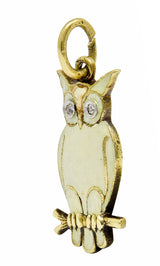 Art Deco Diamond Enamel 14 Karat Gold French Owl Charmcharm - Wilson's Estate Jewelry