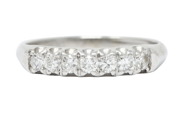 1940's Retro Diamond Platinum Fishtail Band RingRing - Wilson's Estate Jewelry