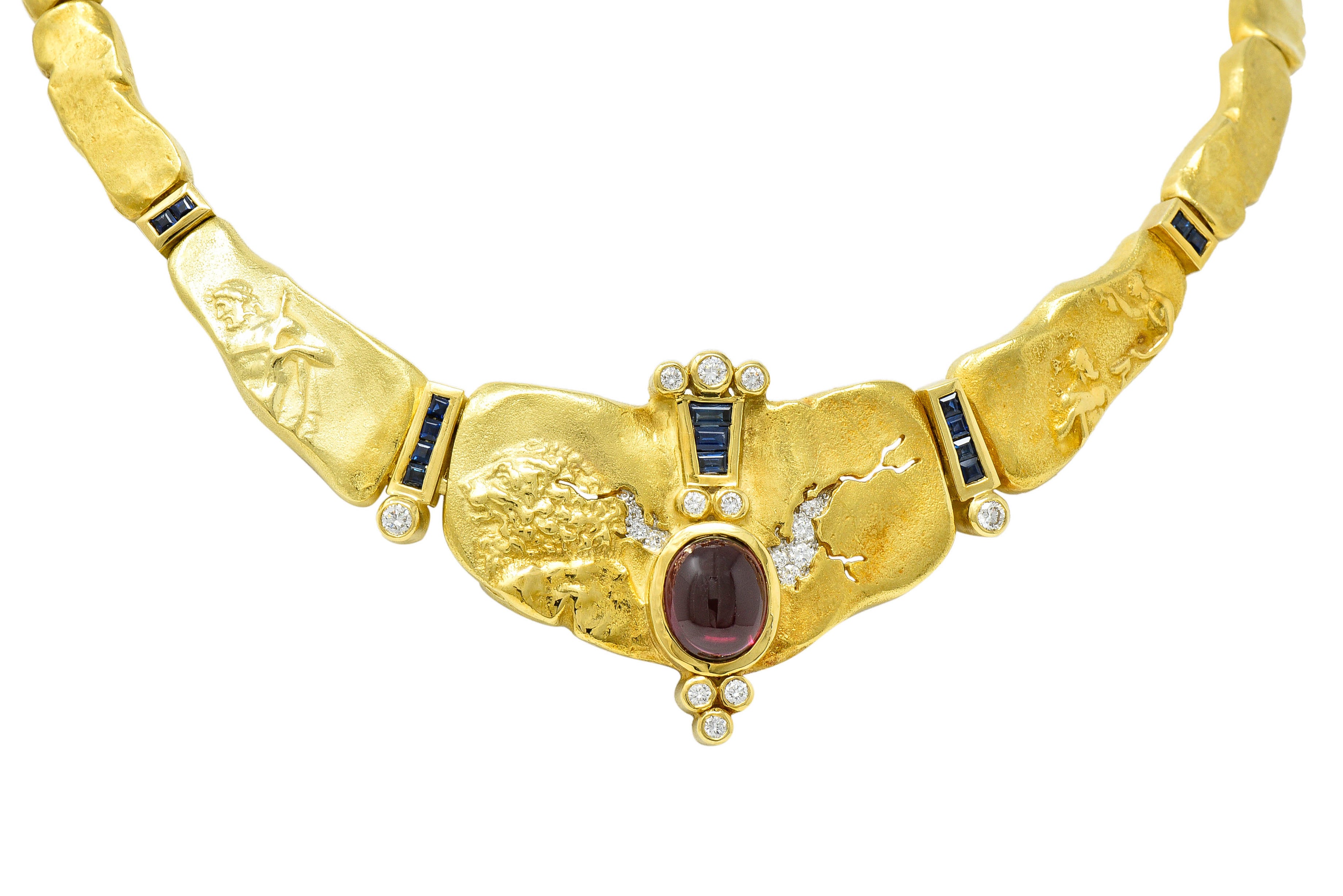 SeidenGang Sapphire Diamond Garnet 18 Karat Gold Odyssey Collar NecklaceNecklace - Wilson's Estate Jewelry