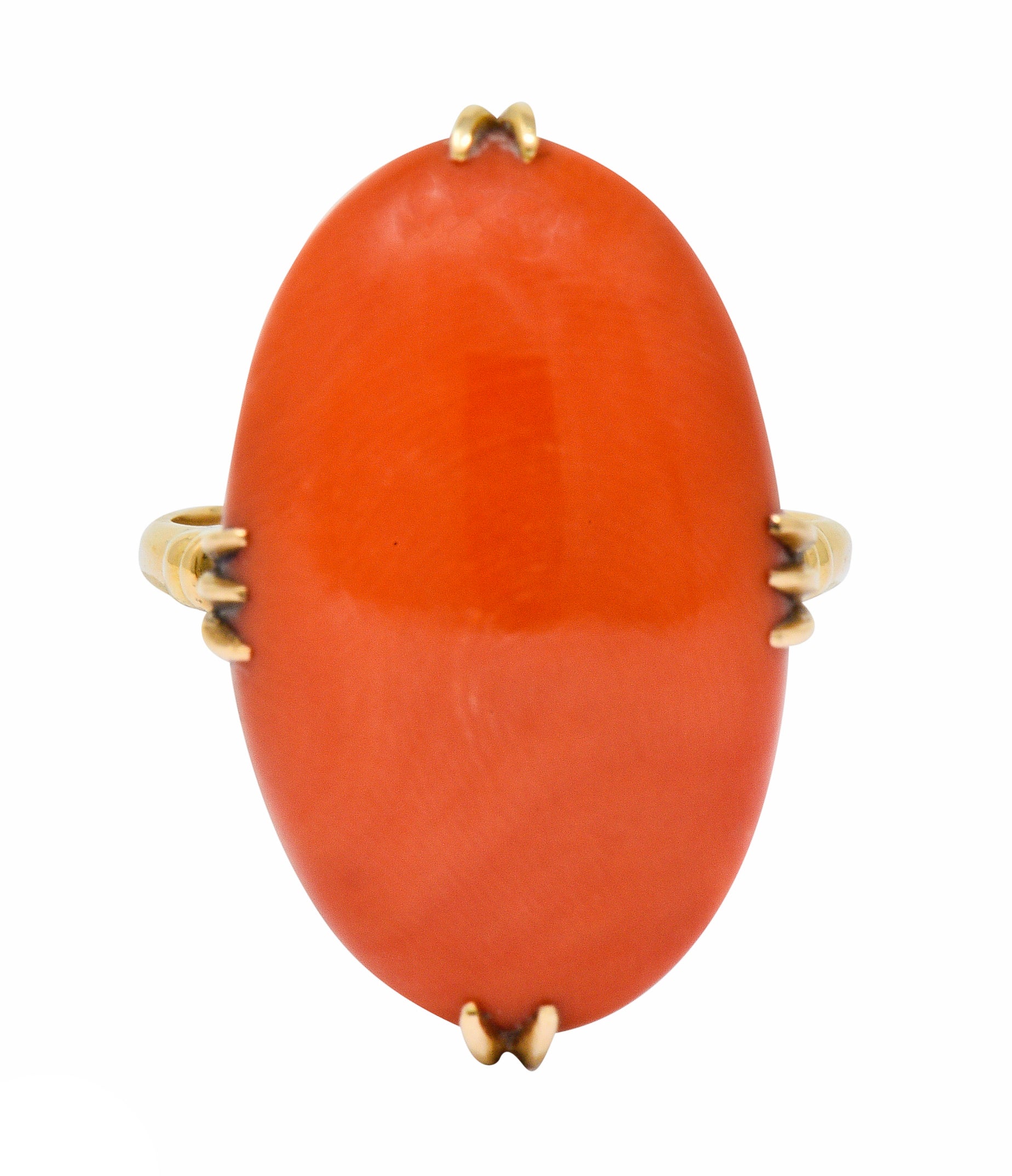 Victorian Coral Cabochon 18 Karat Gold Ring Circa 1900Ring - Wilson's Estate Jewelry