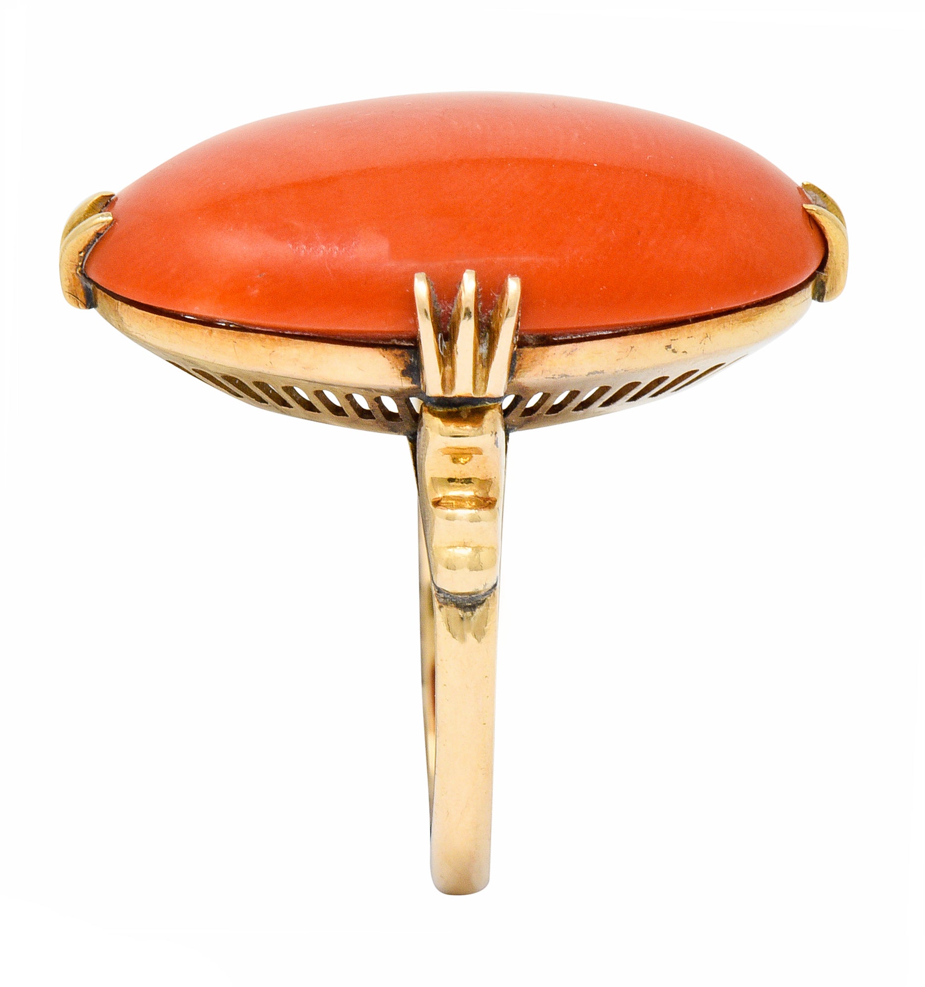 Victorian Coral Cabochon 18 Karat Gold Ring Circa 1900Ring - Wilson's Estate Jewelry