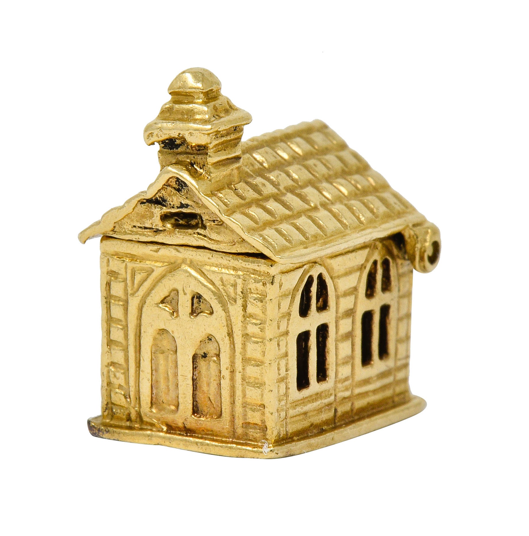 .11111 *Retro Enamel 14 Karat Gold Chapel Charm - Wilson's Estate Jewelry