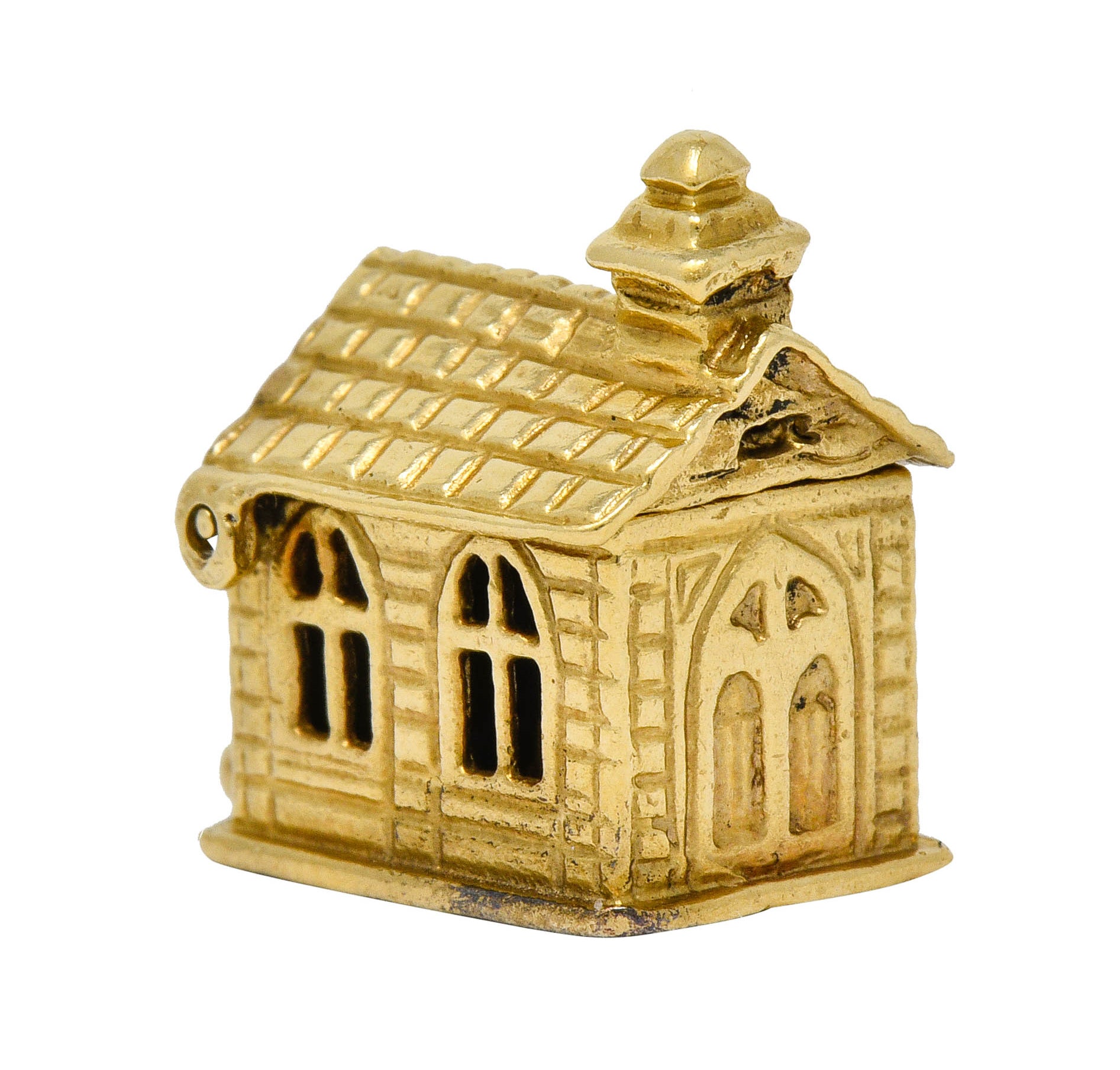 .11111 *Retro Enamel 14 Karat Gold Chapel Charm - Wilson's Estate Jewelry