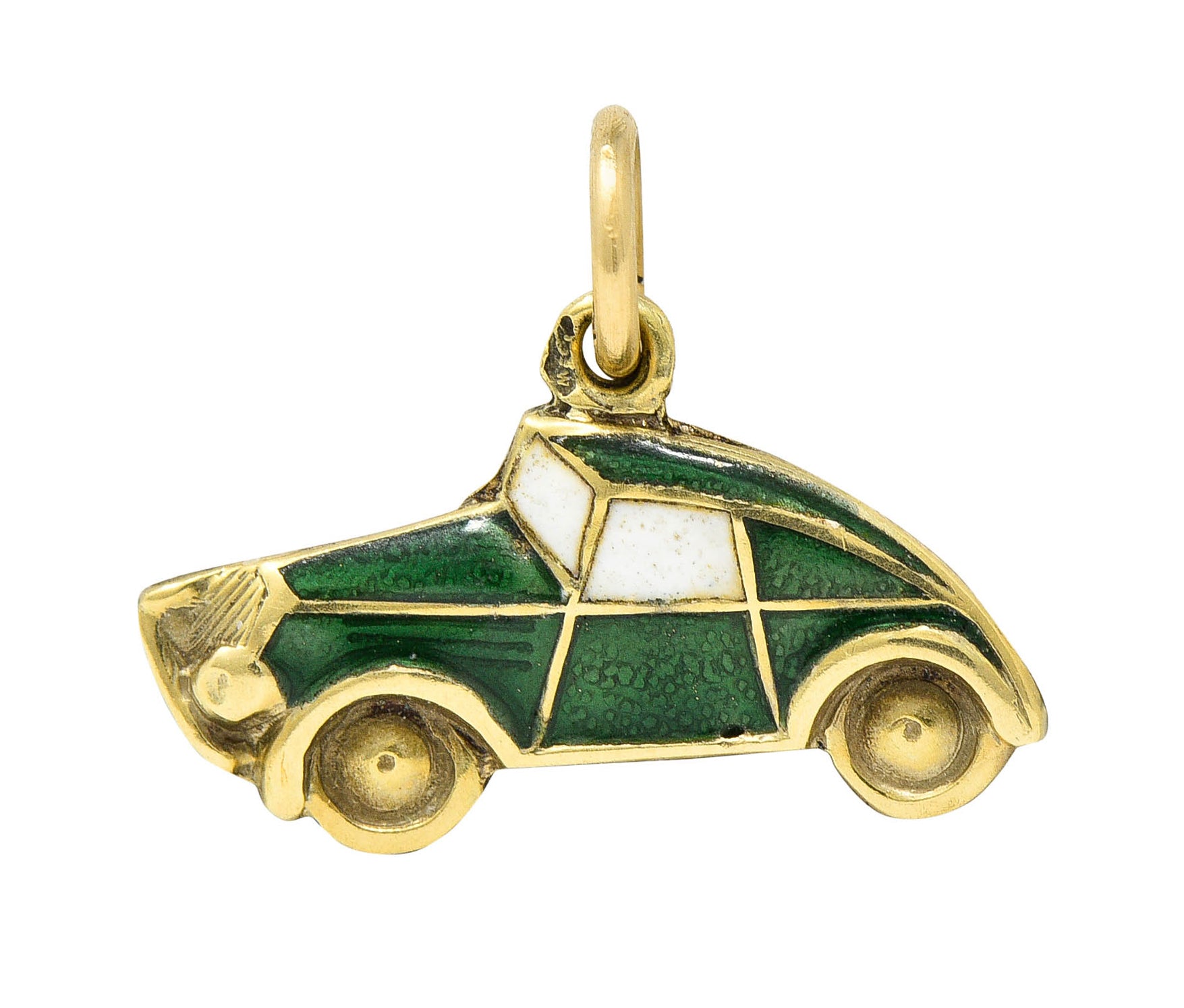 1940's Retro Enamel 14 Karat Gold Car Charmcharm - Wilson's Estate Jewelry