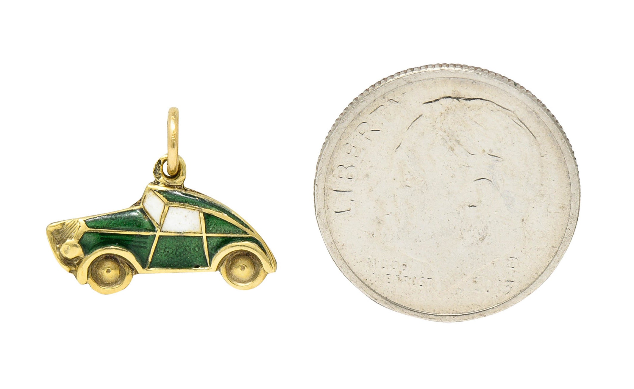 1940's Retro Enamel 14 Karat Gold Car Charmcharm - Wilson's Estate Jewelry