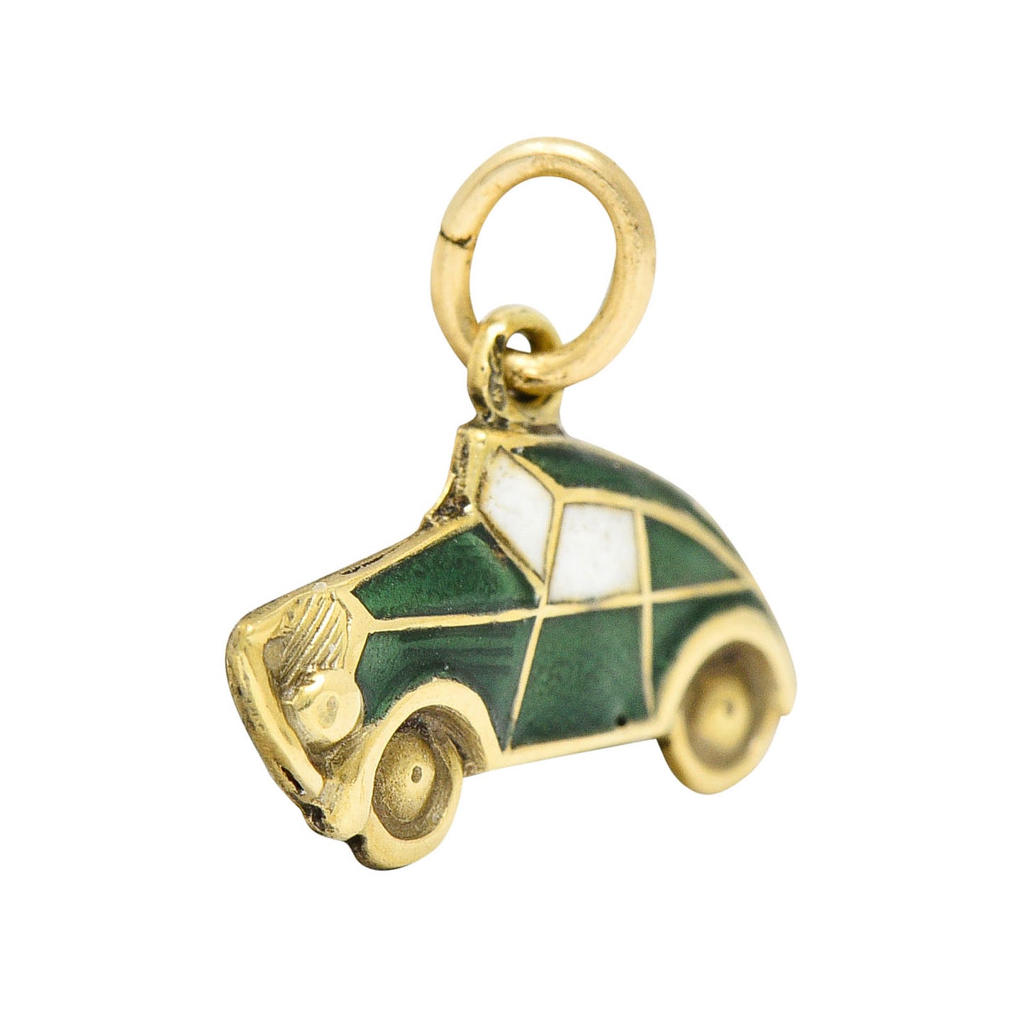 1940's Retro Enamel 14 Karat Gold Car Charmcharm - Wilson's Estate Jewelry