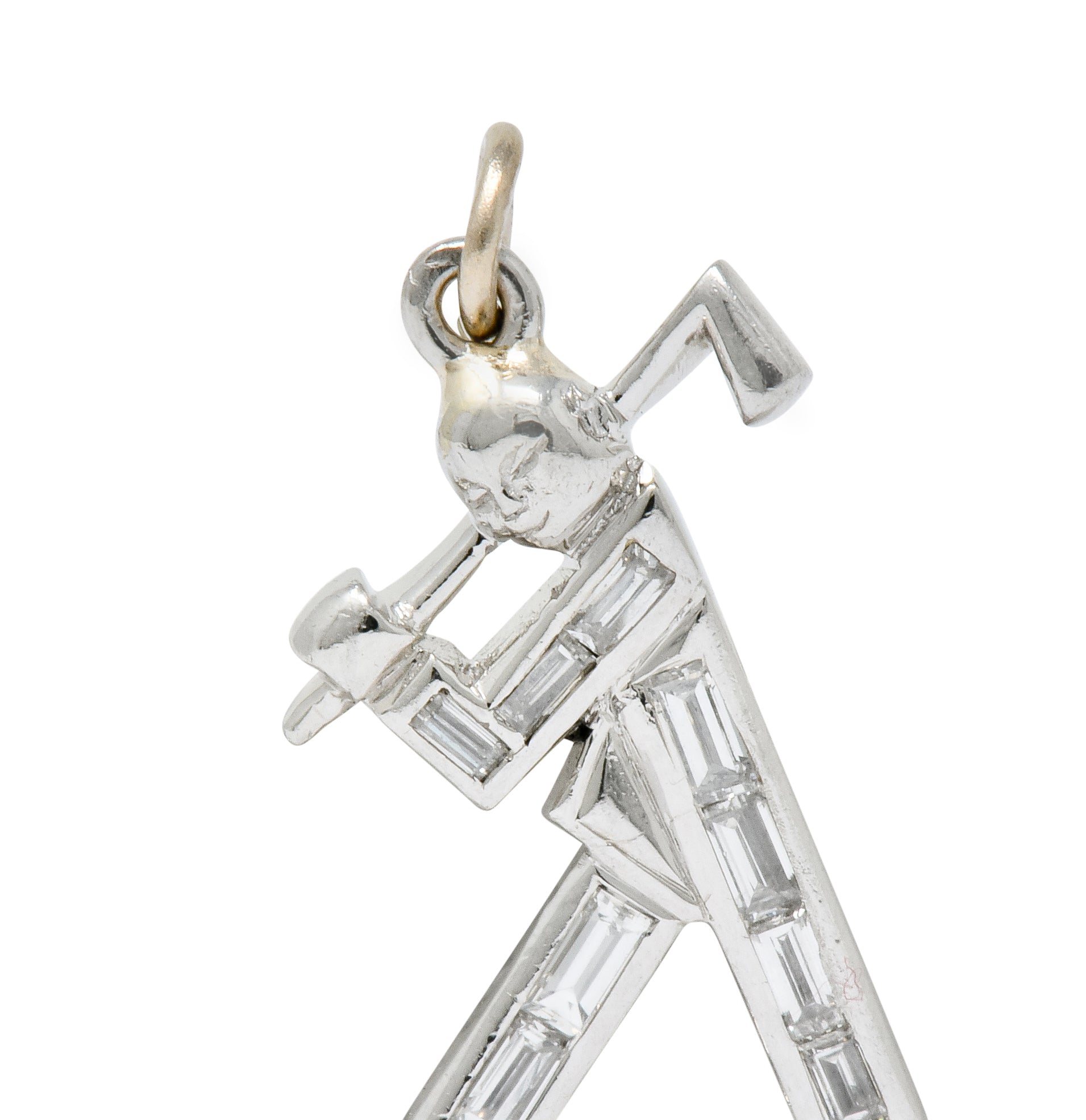 Vintage 0.50 CTW Diamond Platinum Golfer Charm Circa 1990 - Wilson's Estate Jewelry