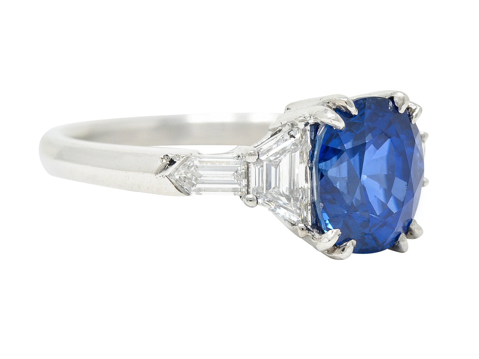 Contemporary 3.98 CTW Diamond Sapphire Platinum Gemstone RingRing - Wilson's Estate Jewelry