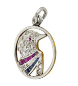 Art Deco Diamond Ruby Sapphire Platinum-topped 18 Karat Gold Heron Bird Charmcharm - Wilson's Estate Jewelry