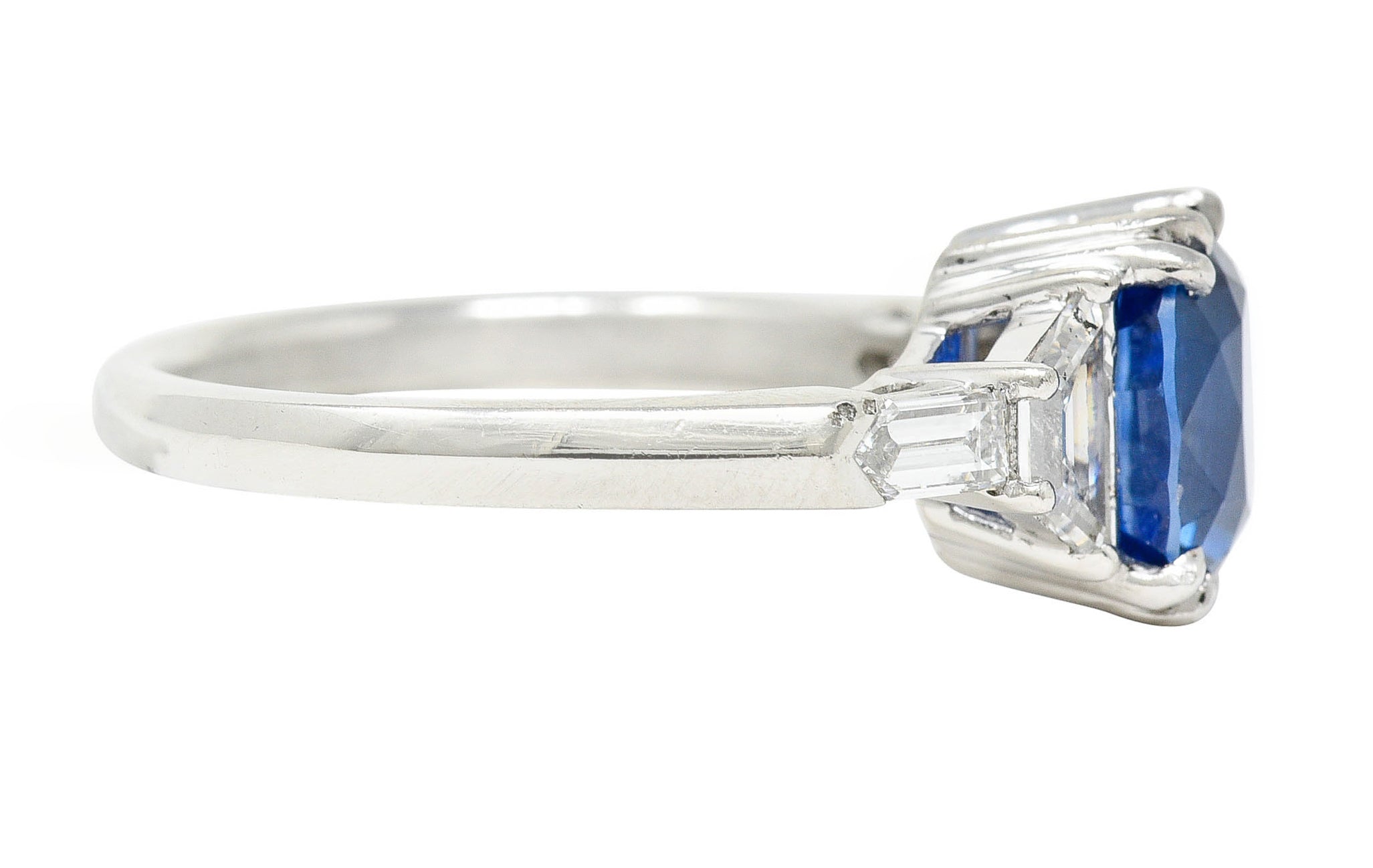 Contemporary 3.98 CTW Diamond Sapphire Platinum Gemstone RingRing - Wilson's Estate Jewelry