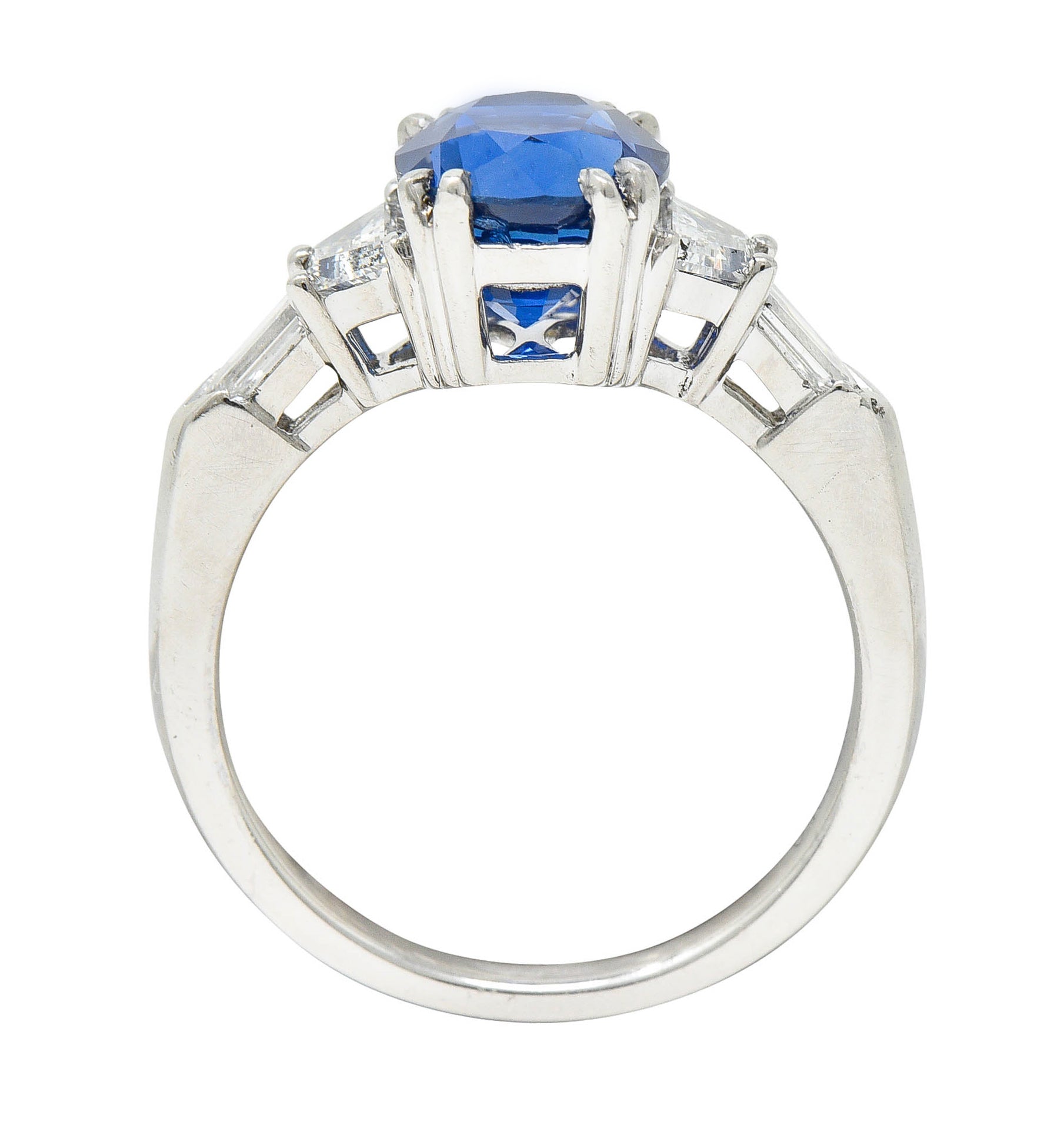 Contemporary 3.98 CTW Diamond Sapphire Platinum Gemstone RingRing - Wilson's Estate Jewelry