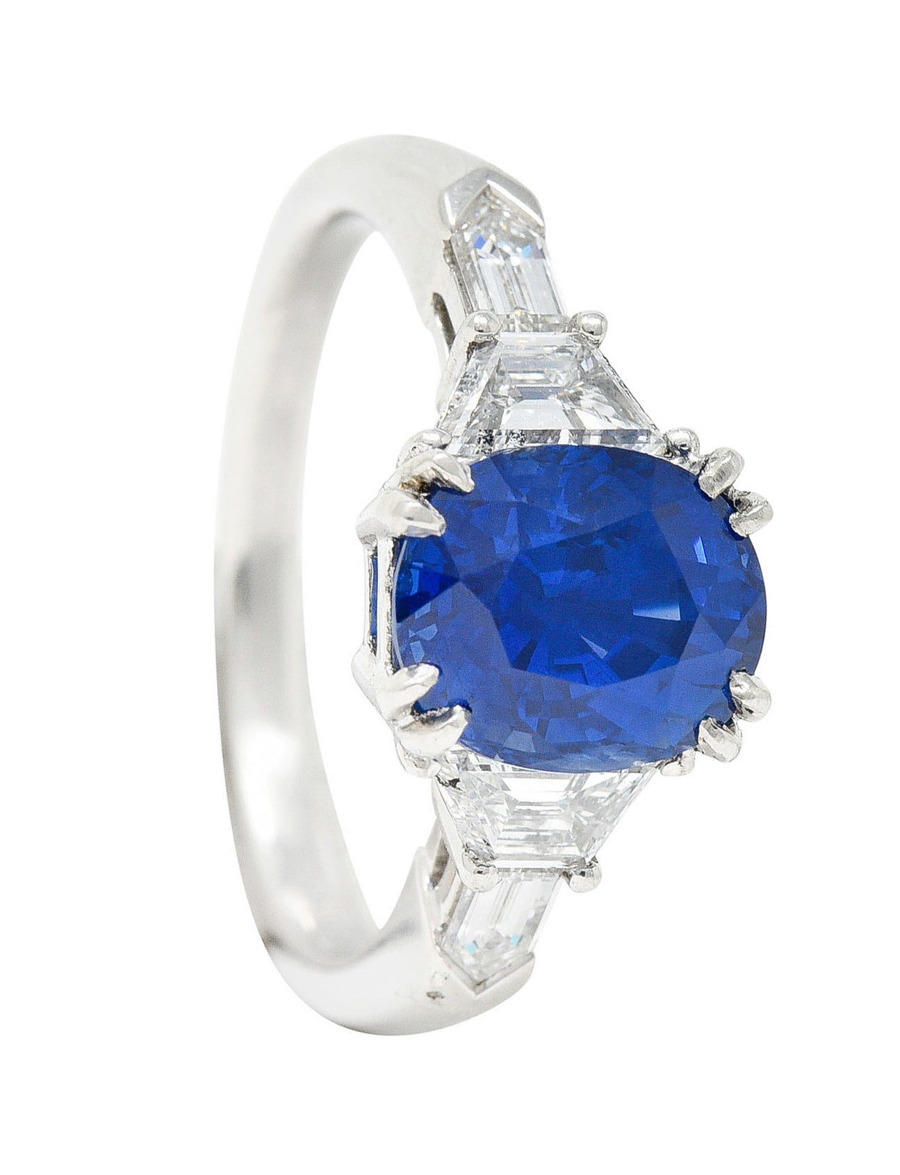 Contemporary 3.98 CTW Diamond Sapphire Platinum Gemstone RingRing - Wilson's Estate Jewelry