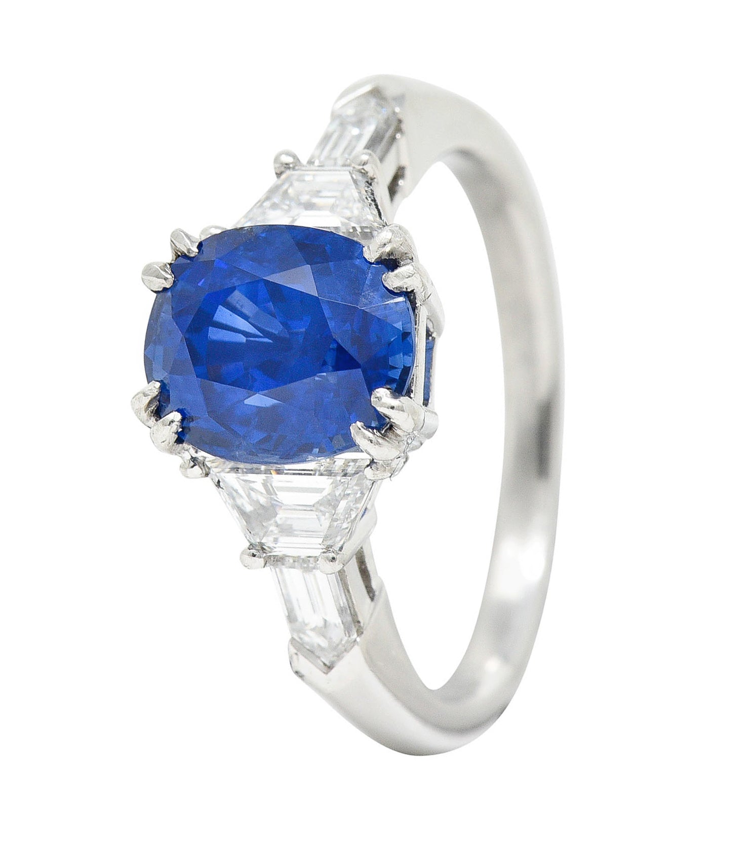 Contemporary 3.98 CTW Diamond Sapphire Platinum Gemstone RingRing - Wilson's Estate Jewelry