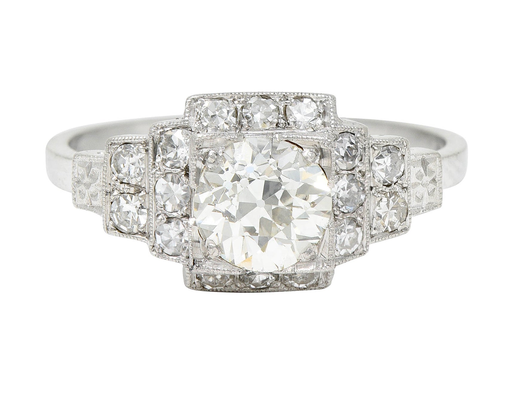 Art Deco 1.62 CTW Diamond Platinum Stepped Engagement RingRing - Wilson's Estate Jewelry