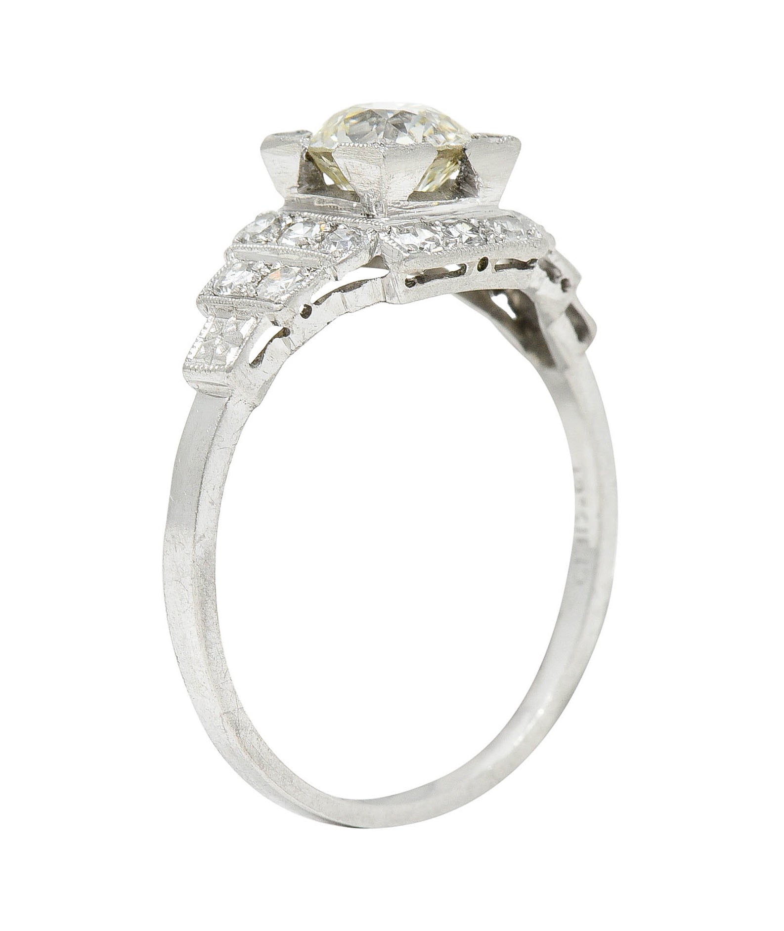 Art Deco 1.62 CTW Diamond Platinum Stepped Engagement RingRing - Wilson's Estate Jewelry