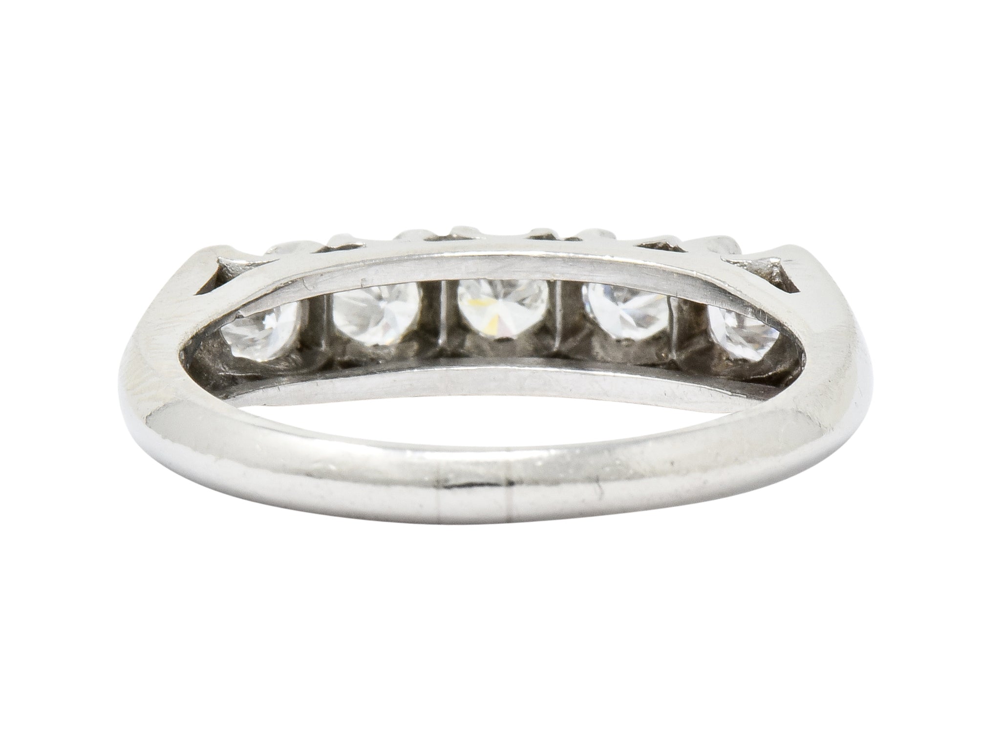 1950's Mid-Century 0.70 CTW Diamond Platinum Five Stone Band Ring - Wilson's Estate Jewelry