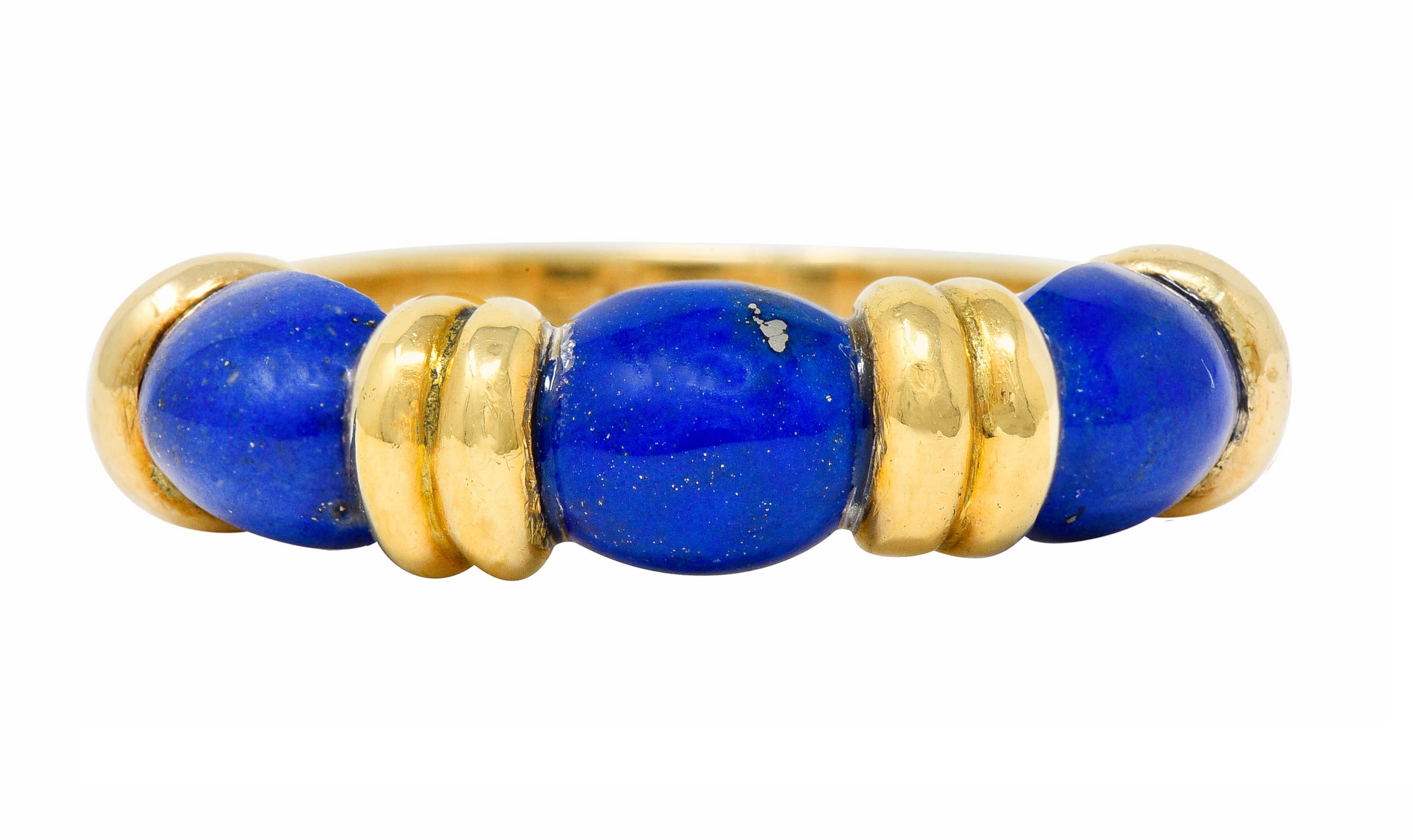 Hermes Paris Contemporary Lapis 18 Karat Gold Stacking Band RingRing - Wilson's Estate Jewelry