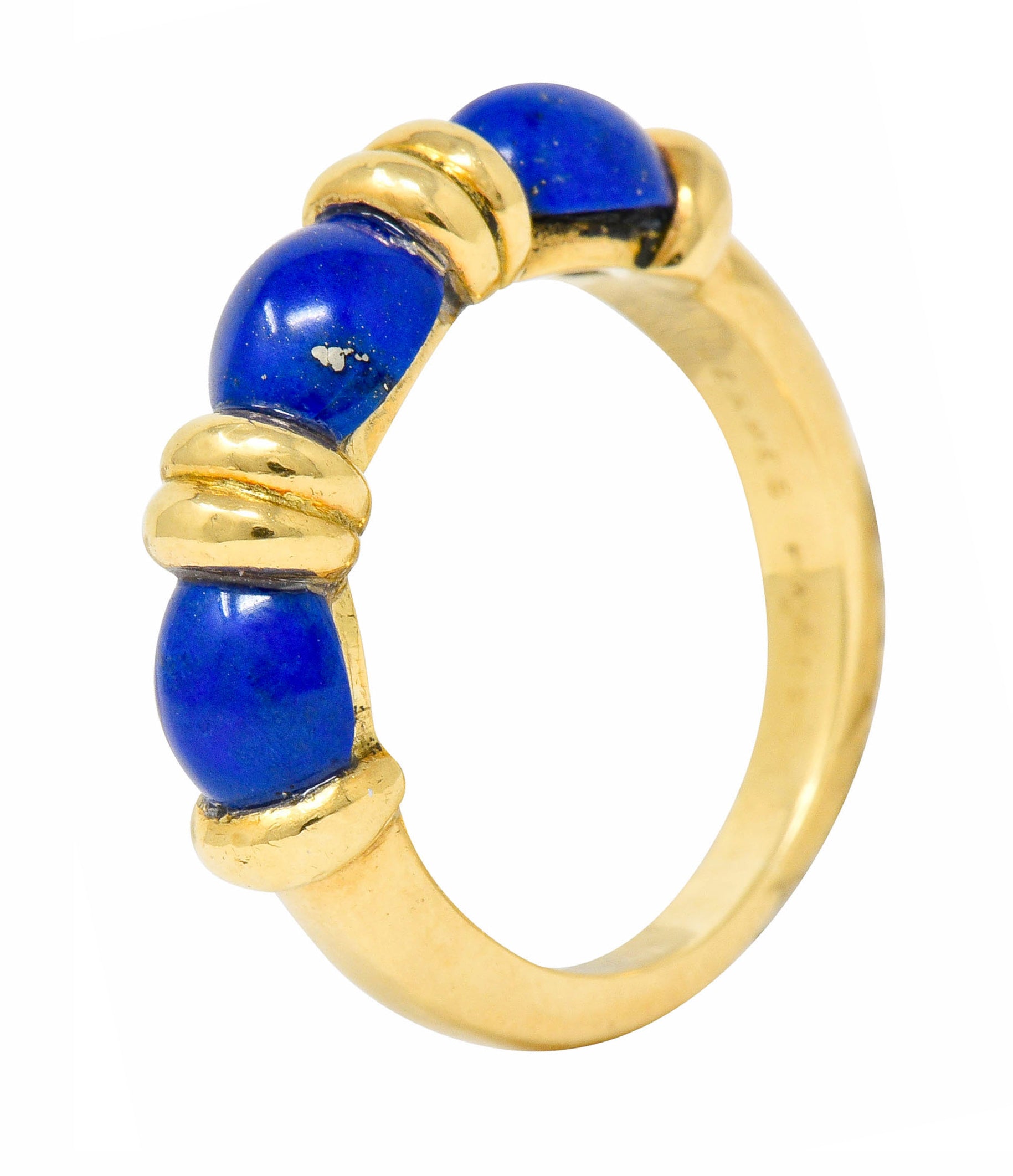 Hermes Paris Contemporary Lapis 18 Karat Gold Stacking Band RingRing - Wilson's Estate Jewelry