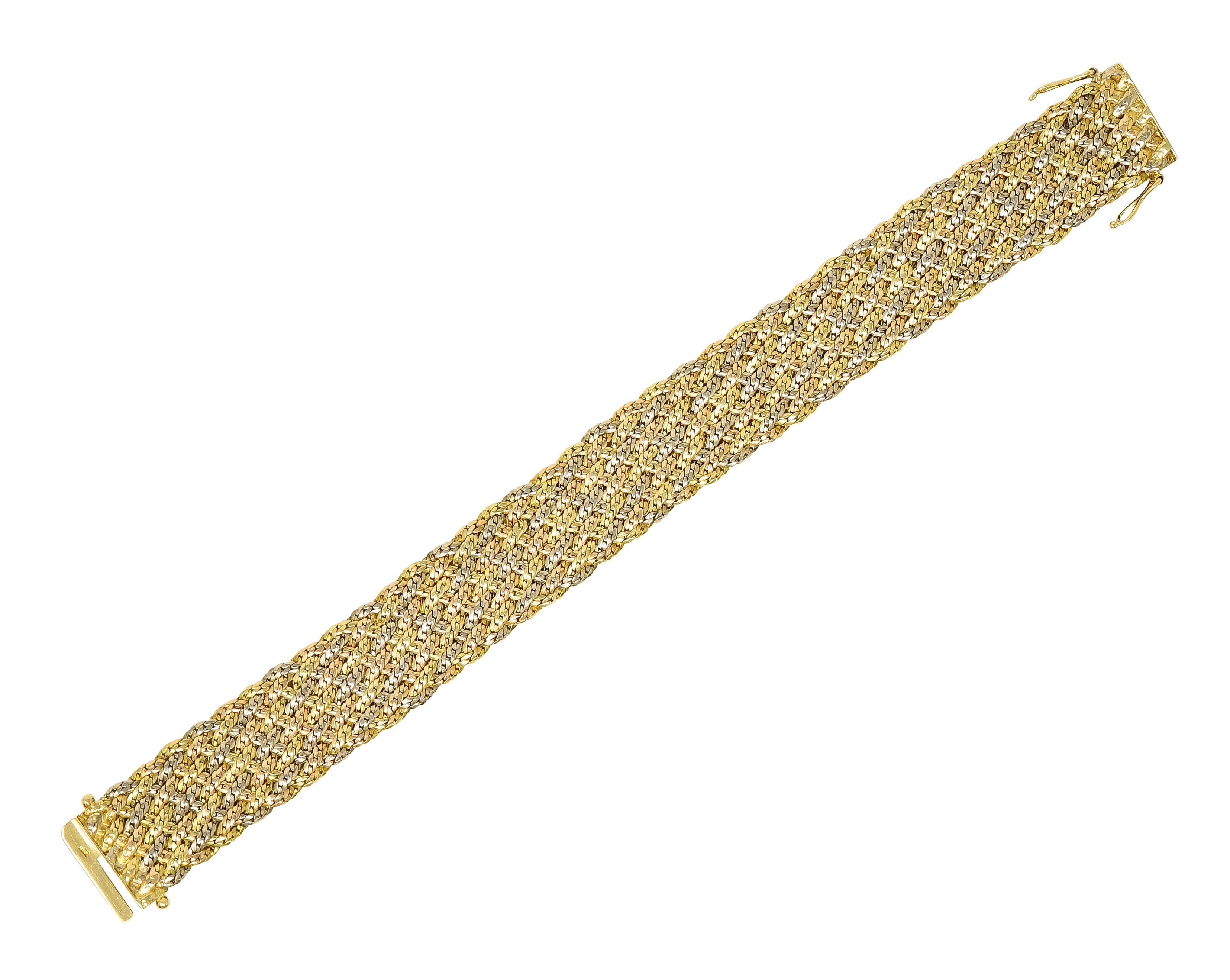 1970's Piaget Vintage 18 Karat Tri-Colored Gold Woven Braceletbracelet - Wilson's Estate Jewelry