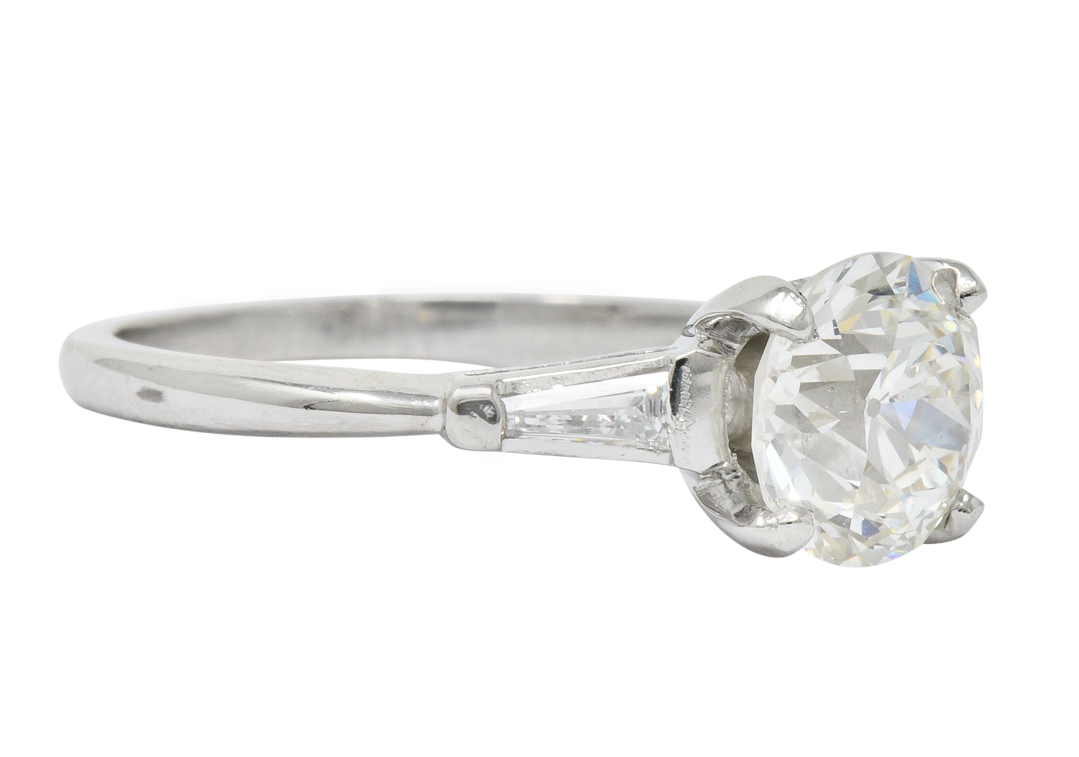 Mid-Century 1.95 CTW Diamond Platinum Engagement Ring GIA Circa 1950 - Wilson's Estate Jewelry