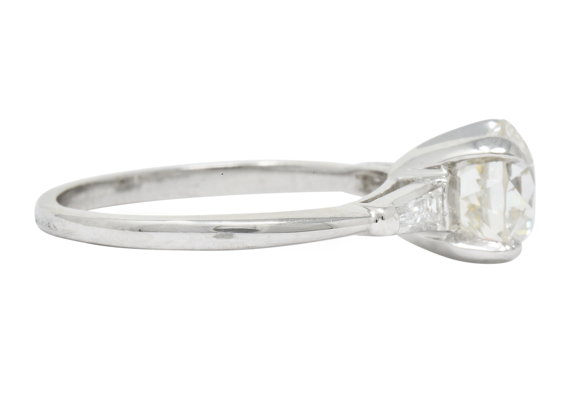 Mid-Century 1.95 CTW Diamond Platinum Engagement Ring GIA Circa 1950 - Wilson's Estate Jewelry