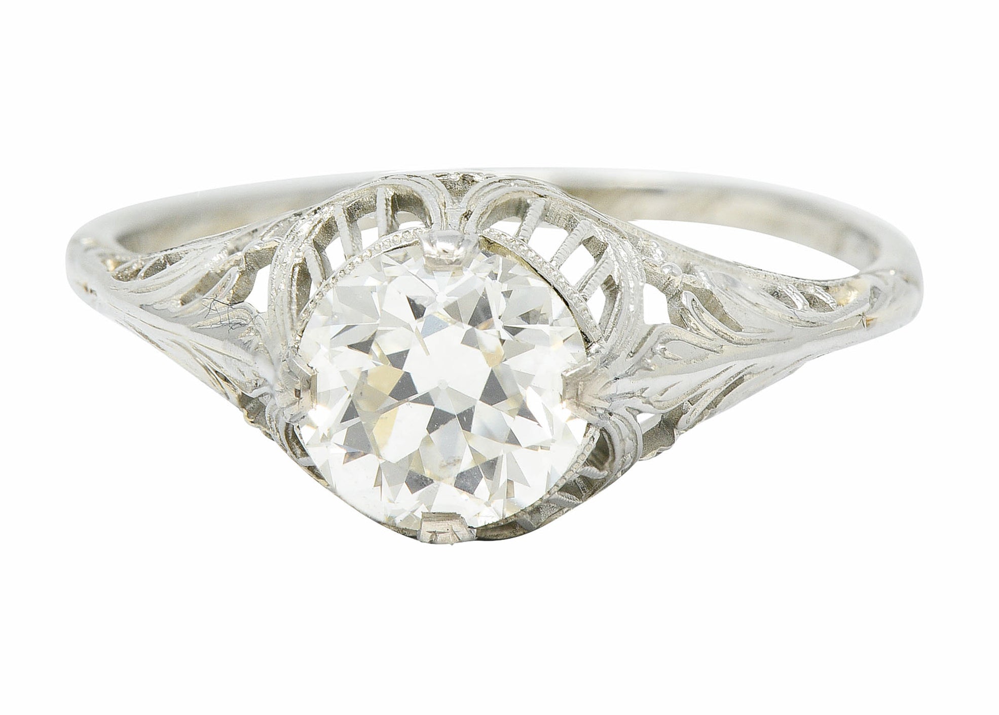 J.R. Wood & Sons Art Deco 1.21 CTW Diamond 18 Karat White Gold Engagement RingRing - Wilson's Estate Jewelry