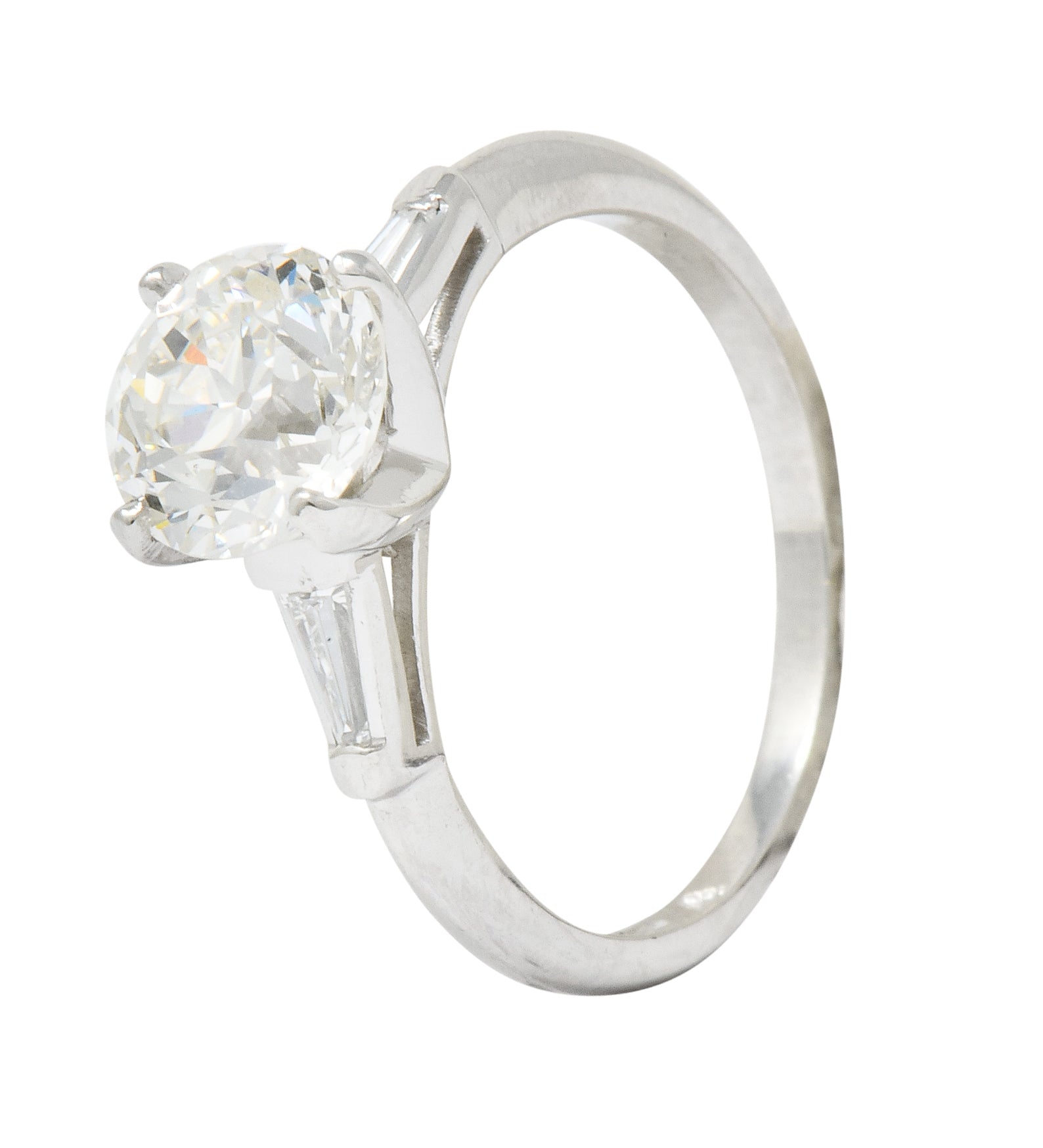 Mid-Century 1.95 CTW Diamond Platinum Engagement Ring GIA Circa 1950 - Wilson's Estate Jewelry