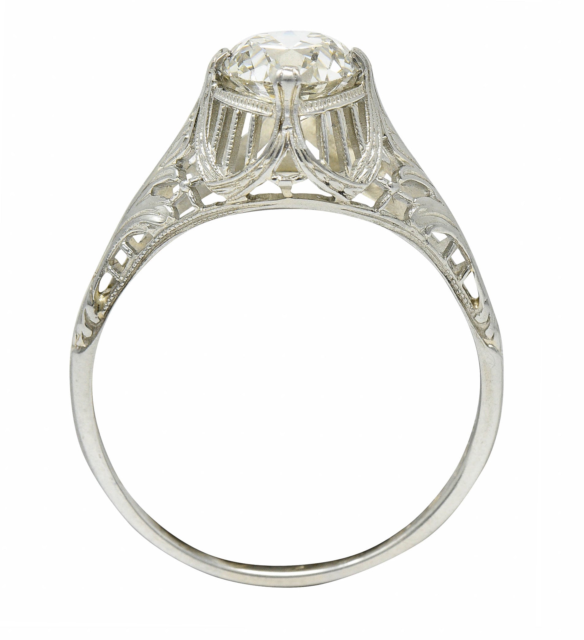 J.R. Wood & Sons Art Deco 1.21 CTW Diamond 18 Karat White Gold Engagement RingRing - Wilson's Estate Jewelry