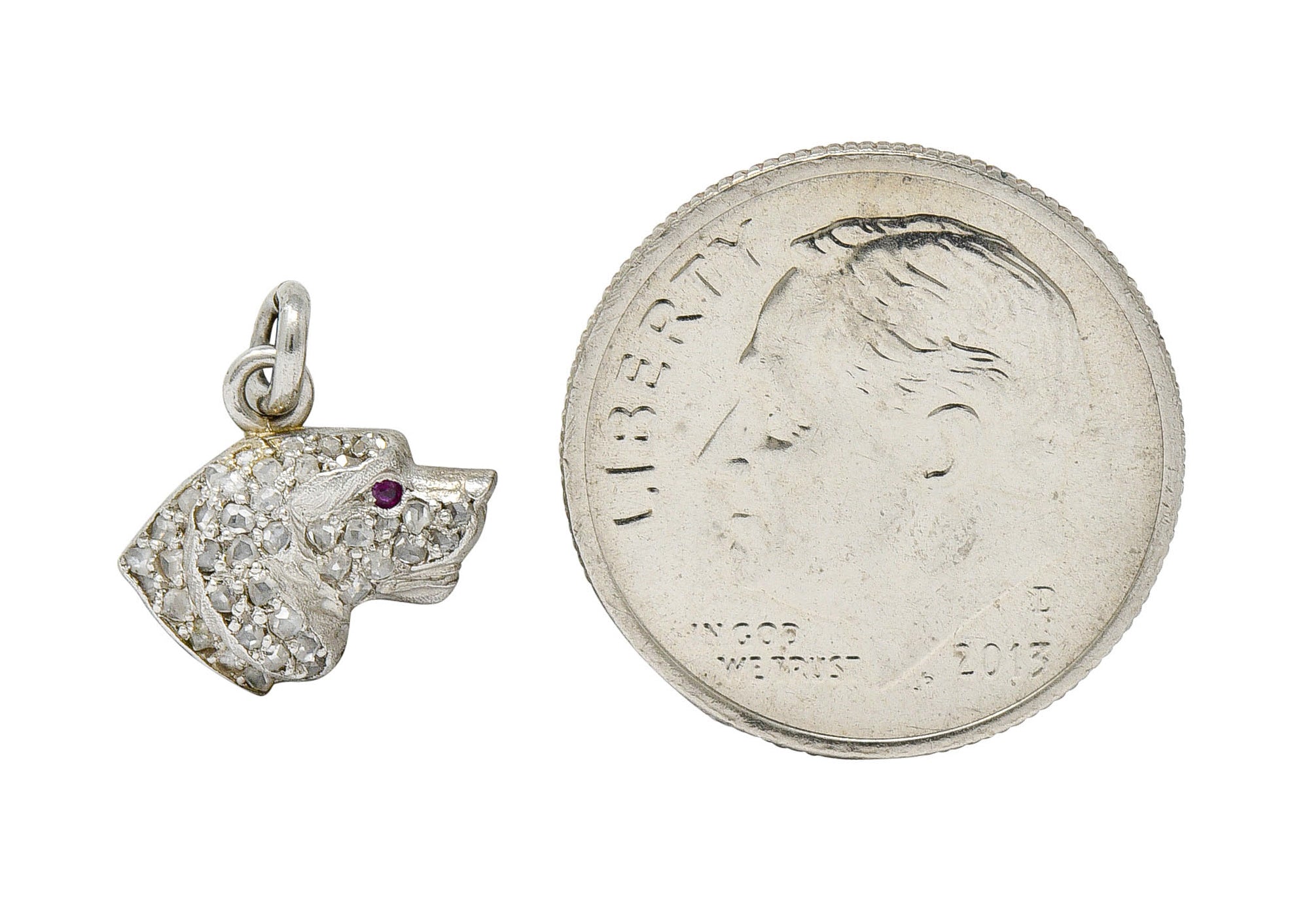 1920's Art Deco Pave Diamond Platinum Dog Charmcharm - Wilson's Estate Jewelry