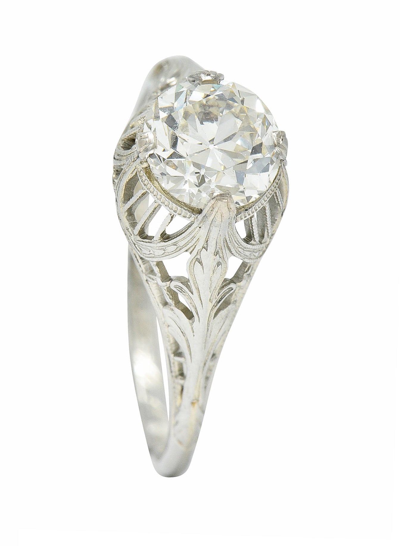 J.R. Wood & Sons Art Deco 1.21 CTW Diamond 18 Karat White Gold Engagement RingRing - Wilson's Estate Jewelry