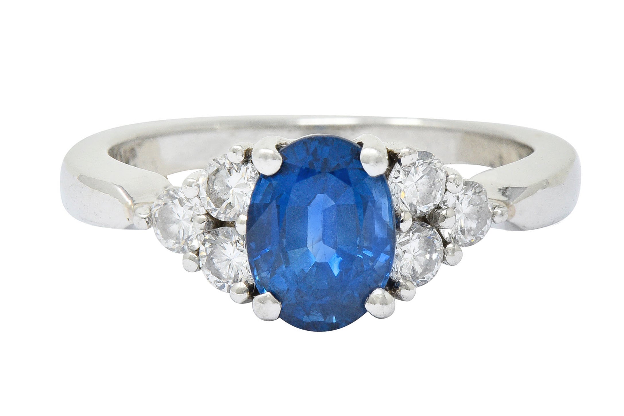 Modern 1.51 CTW Sapphire Diamond Platinum Engagement RingRing - Wilson's Estate Jewelry