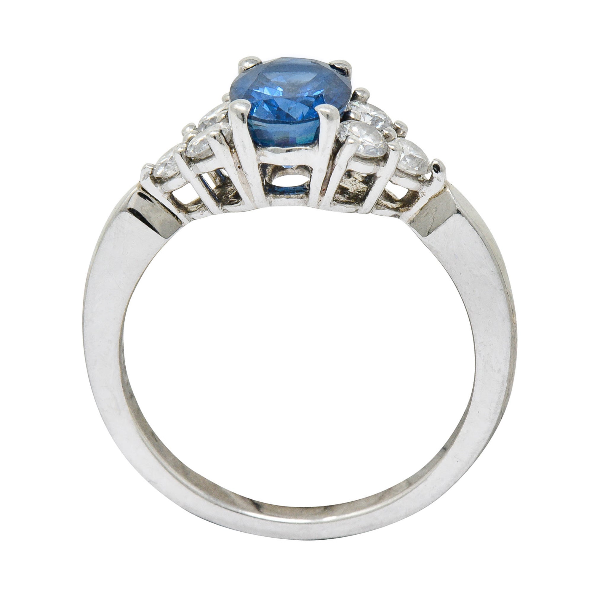 Modern 1.51 CTW Sapphire Diamond Platinum Engagement RingRing - Wilson's Estate Jewelry