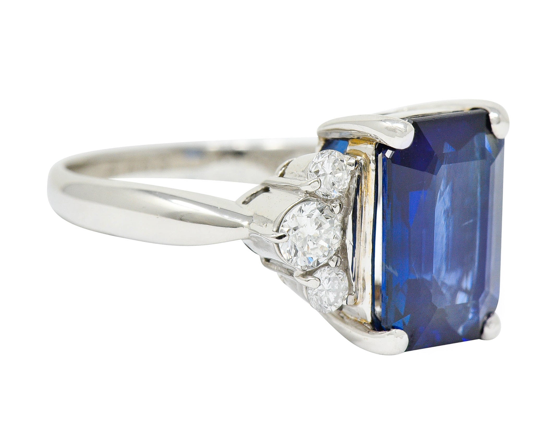 4.96 CTW Sapphire Diamond Platinum Gemstone Ring GIARing - Wilson's Estate Jewelry