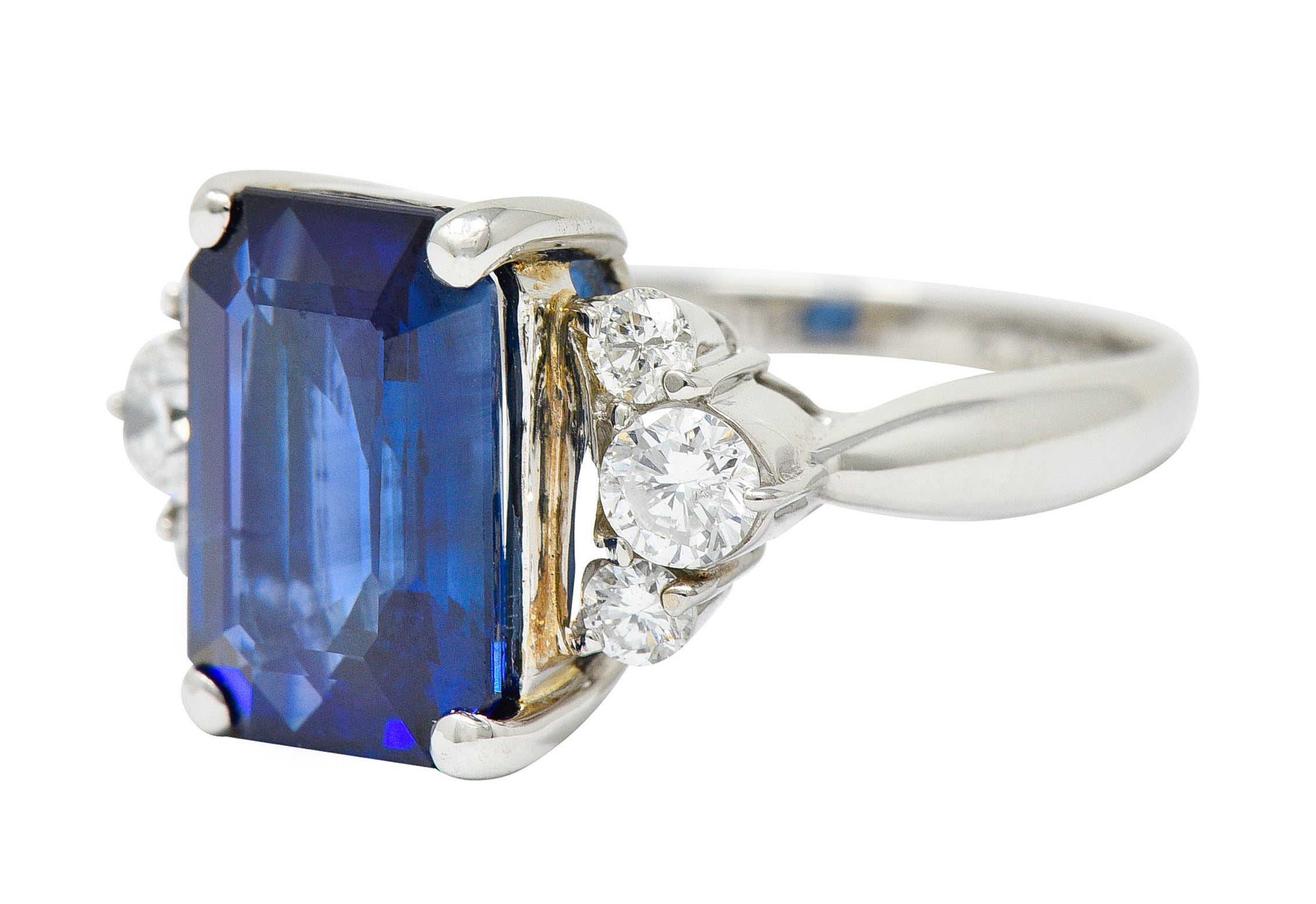 4.96 CTW Sapphire Diamond Platinum Gemstone Ring GIARing - Wilson's Estate Jewelry