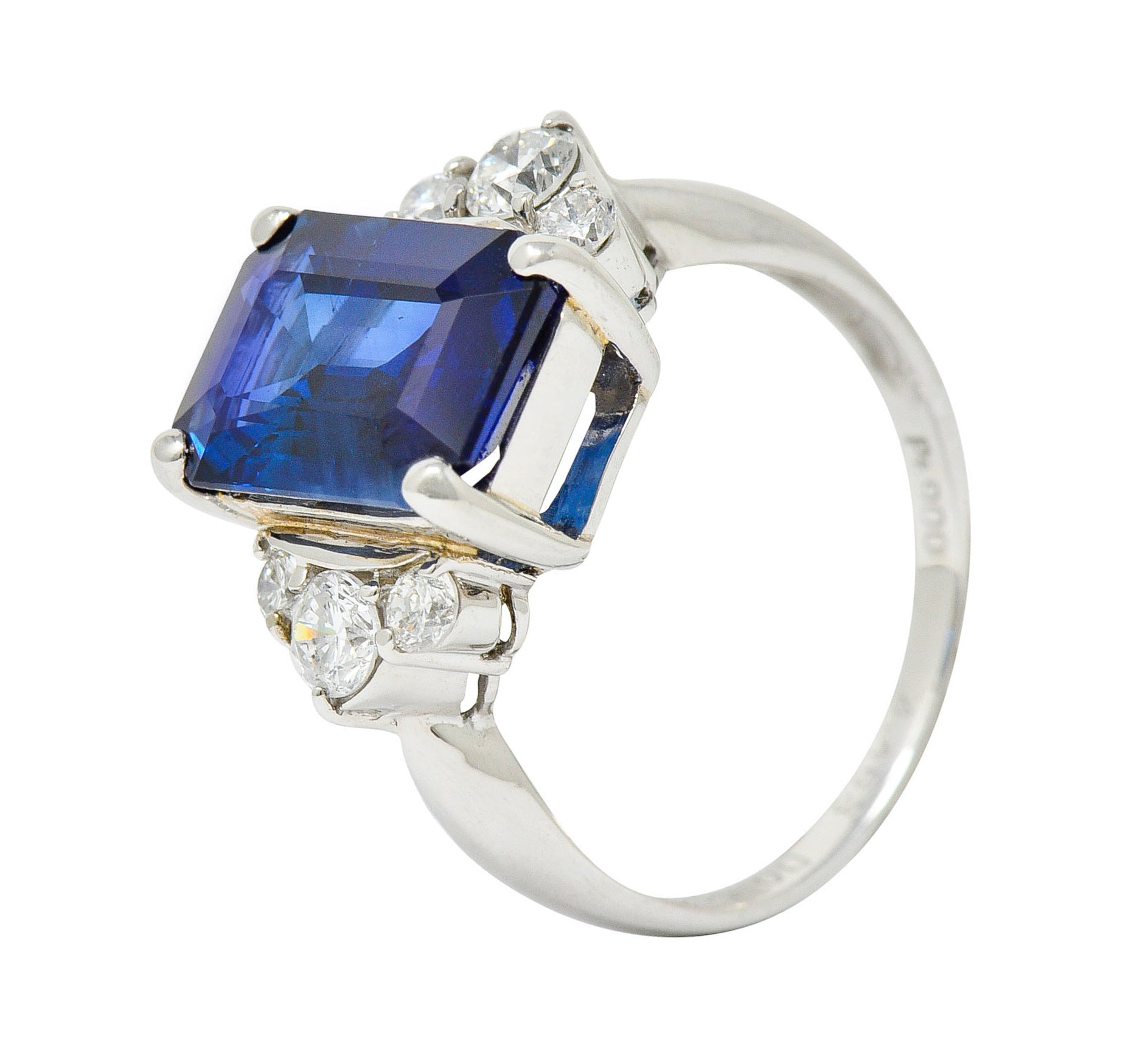 4.96 CTW Sapphire Diamond Platinum Gemstone Ring GIARing - Wilson's Estate Jewelry