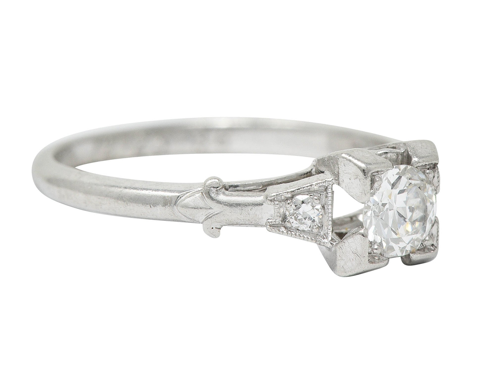 W.W. Fulmer & Co. 0.32 CTW Diamond Platinum Fleur-De-Lis Engagement RingRing - Wilson's Estate Jewelry