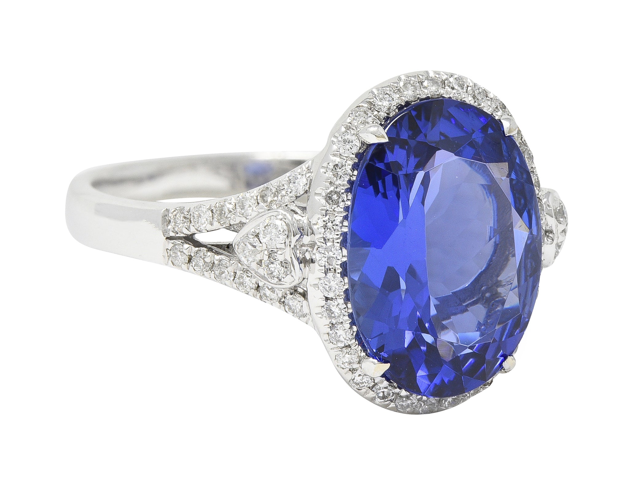 Contemporary 4.71 CTW Tanzanite Diamond 14 Karat White Gold Halo Ring