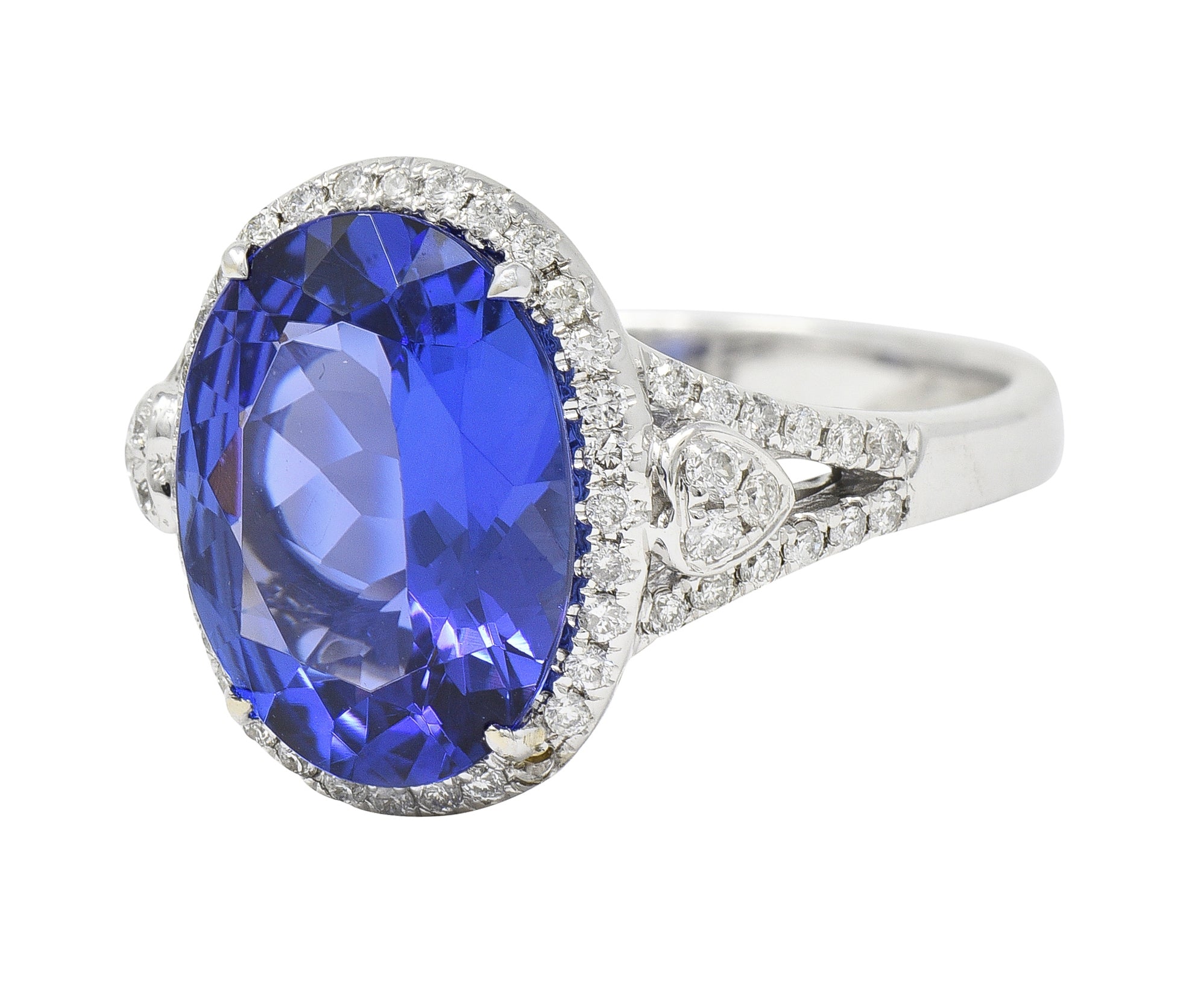 Contemporary 4.71 CTW Tanzanite Diamond 14 Karat White Gold Halo Ring