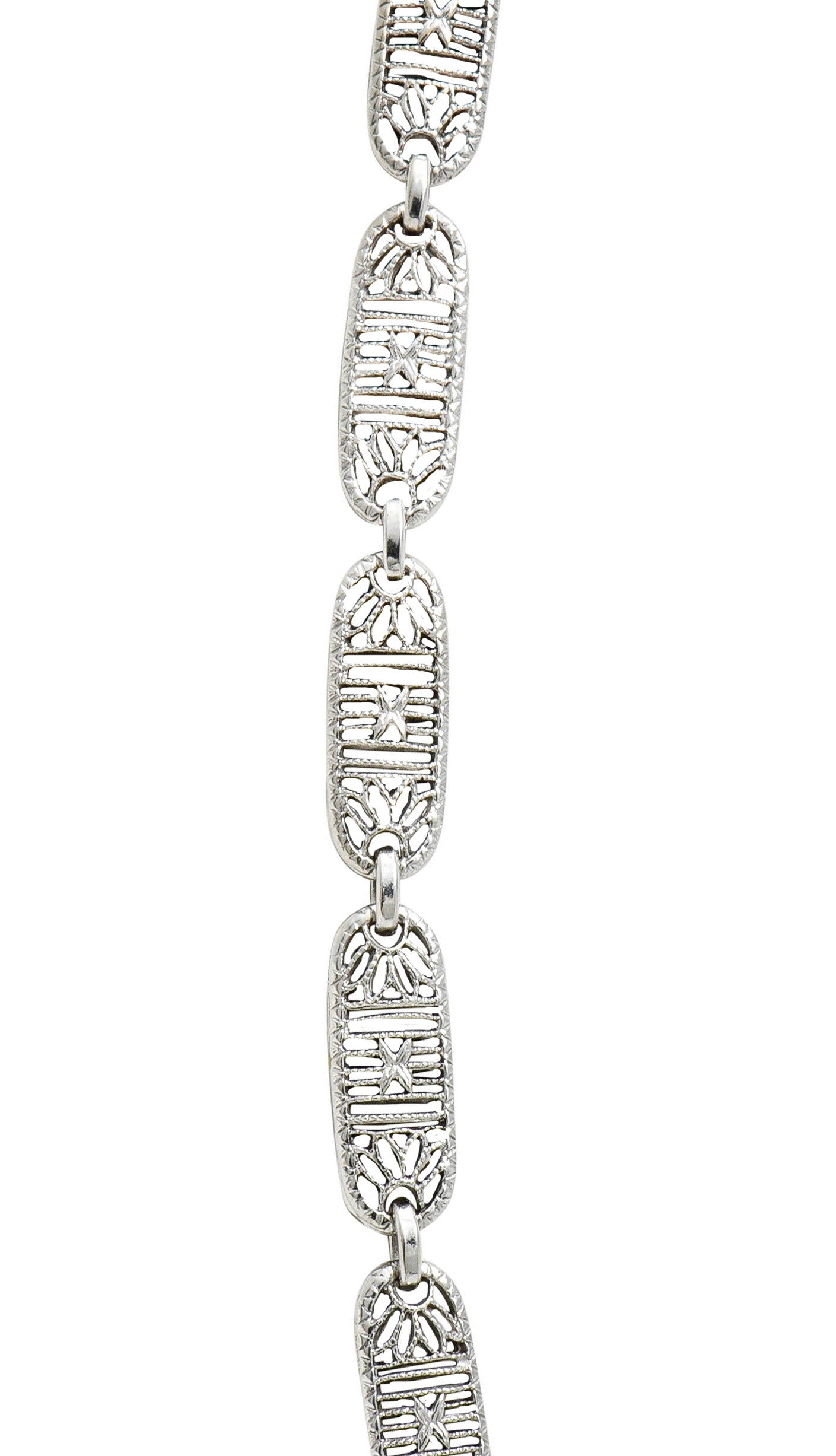 Early Art Deco Diamond Camphor Glass Platinum 14 Karat White Gold Drop NecklaceNecklace - Wilson's Estate Jewelry