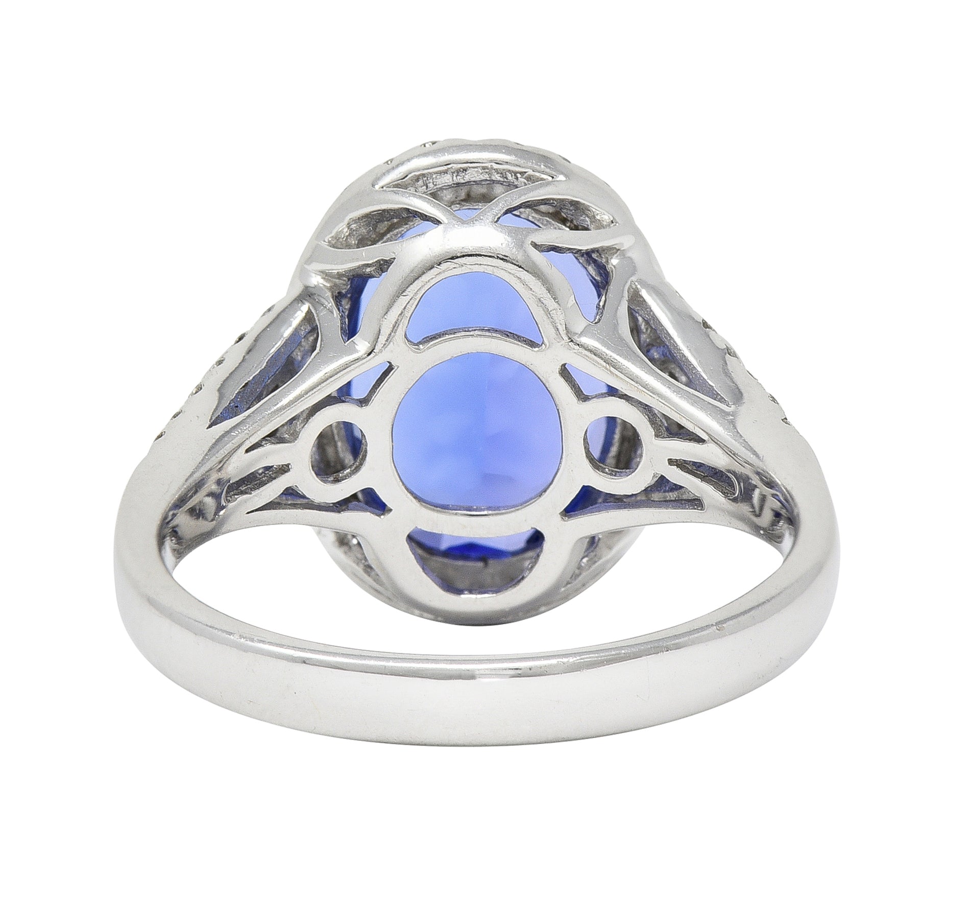 Contemporary 4.71 CTW Tanzanite Diamond 14 Karat White Gold Halo Ring