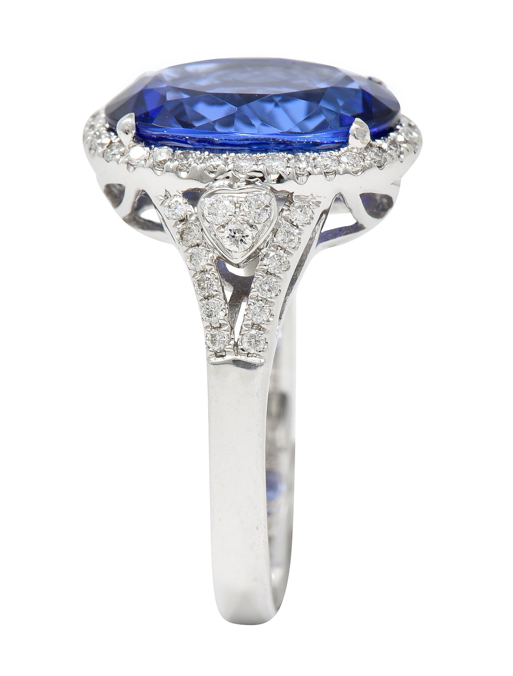 Contemporary 4.71 CTW Tanzanite Diamond 14 Karat White Gold Halo Ring