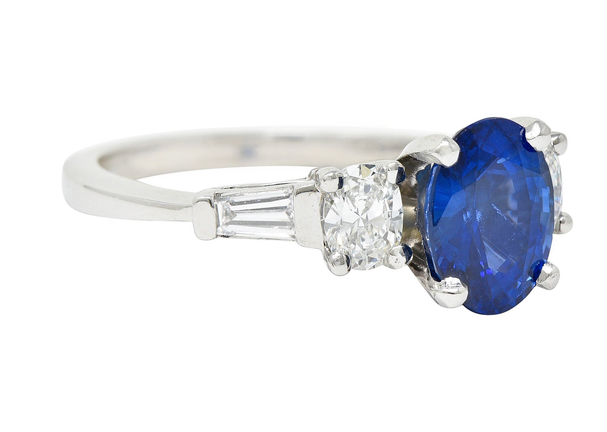 Contemporary 3.35 CTW Sapphire Diamond Platinum RingRing - Wilson's Estate Jewelry