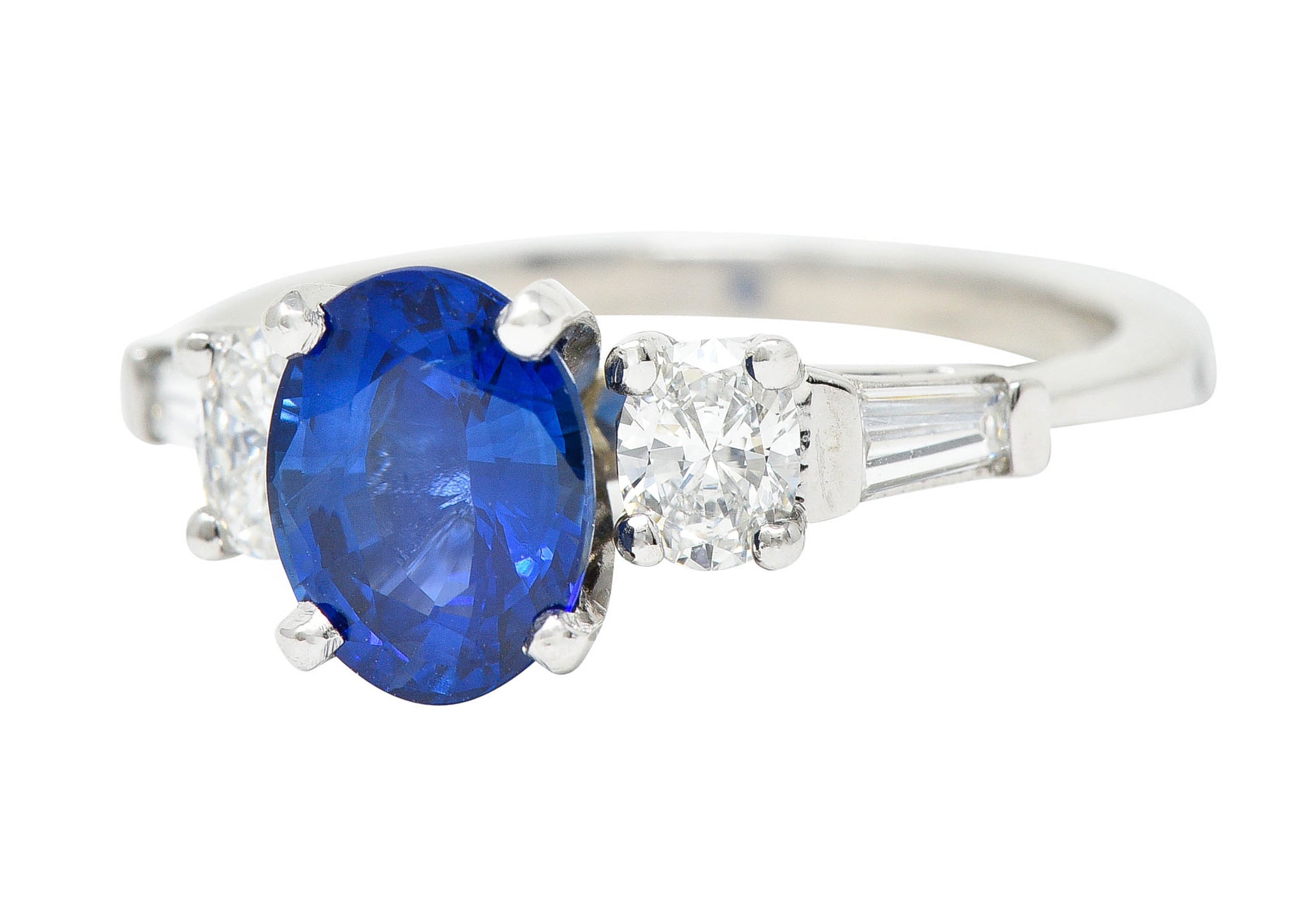 Contemporary 3.35 CTW Sapphire Diamond Platinum RingRing - Wilson's Estate Jewelry