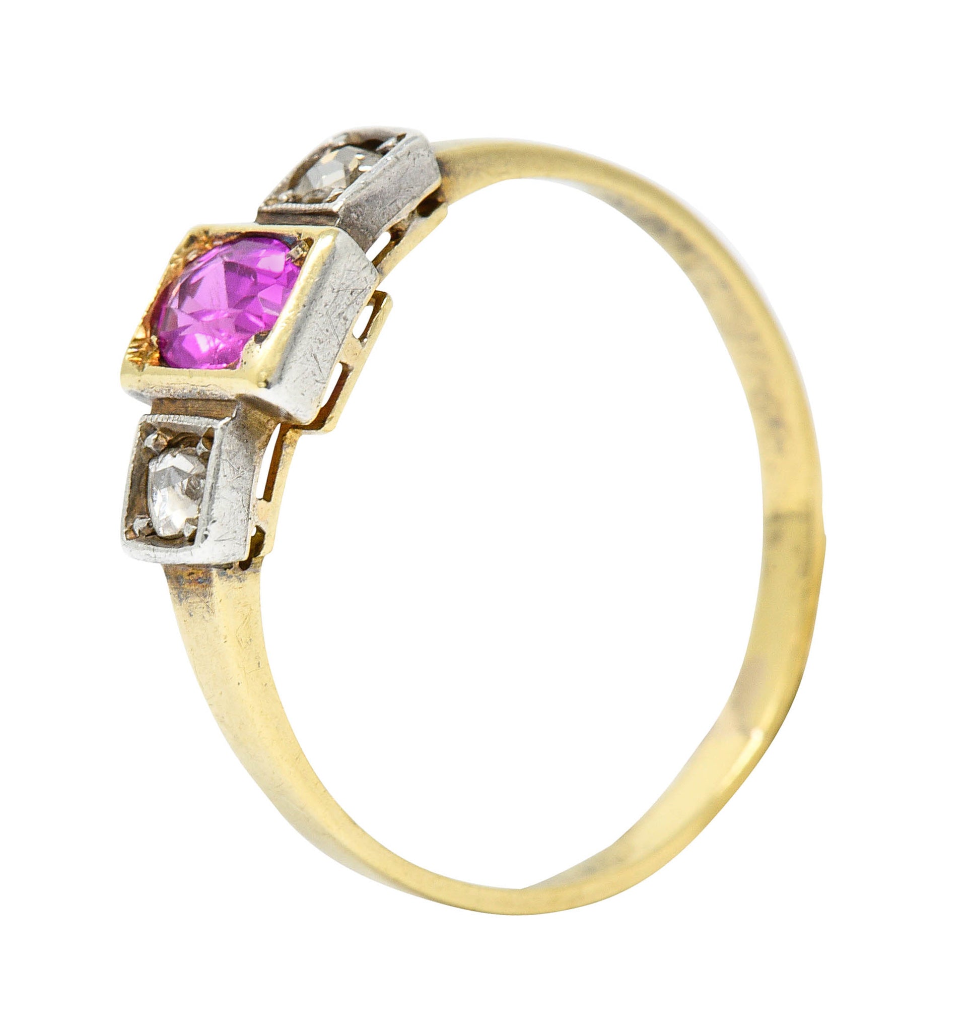 Victorian 0.60 CTW Ruby Diamond Platinum-Topped 18 Karat Gold RingRing - Wilson's Estate Jewelry