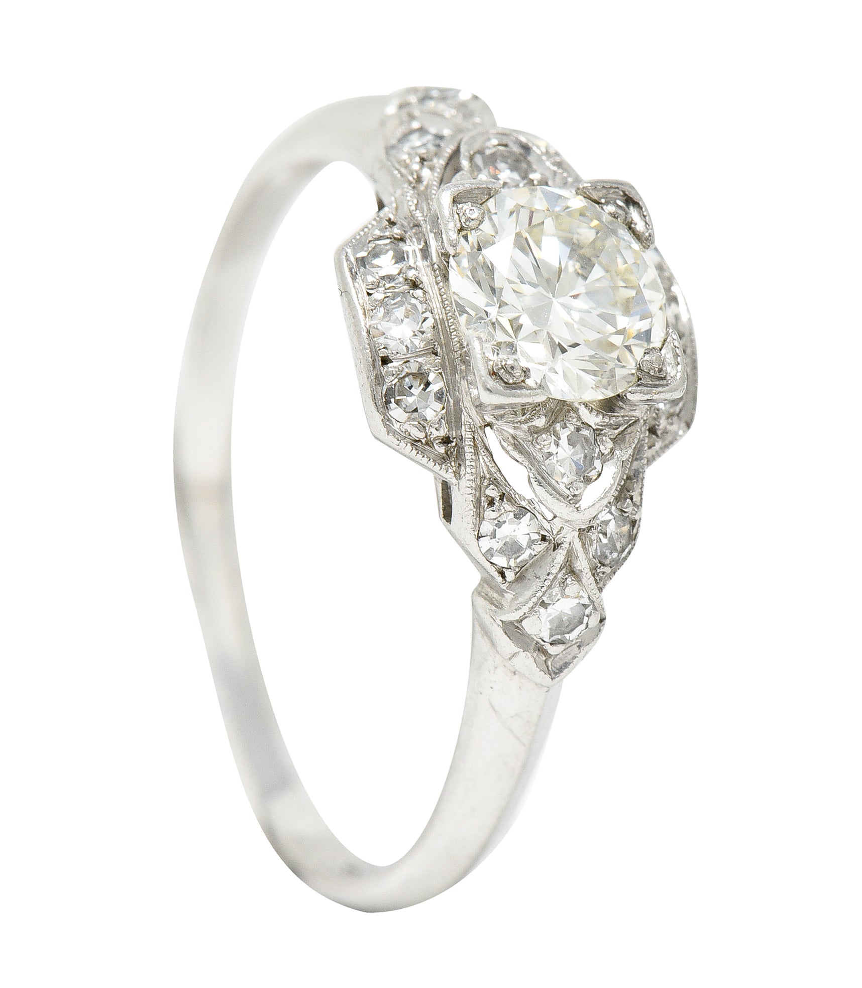 Art Deco 0.76 CTW Old European Cut Diamond Platinum Engagement Ring Wilson's Estate Jewelry