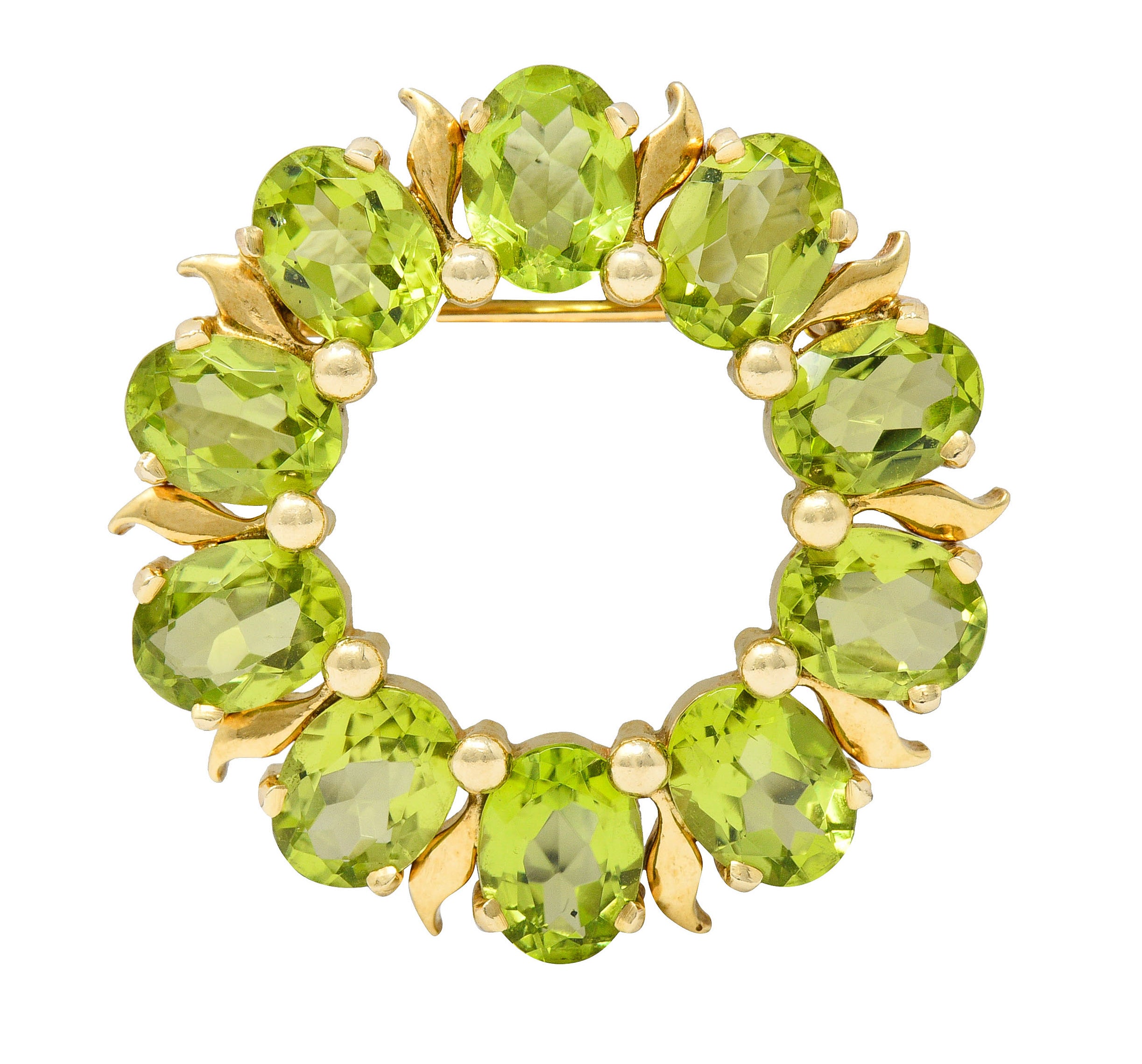 Tiffany & Co. Retro 14 Karat Gold Peridot Circle BroochBrooch - Wilson's Estate Jewelry