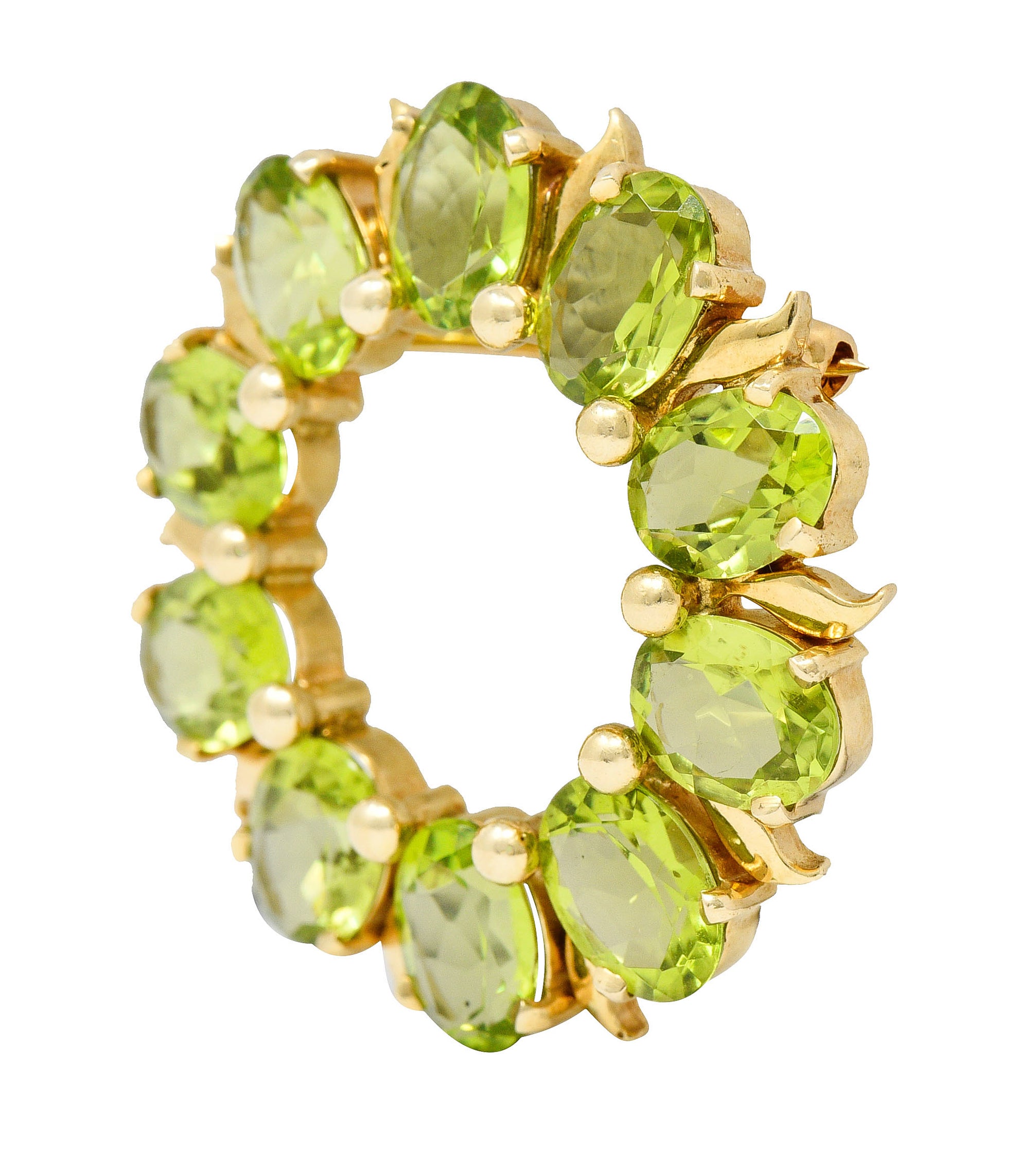 Tiffany & Co. Retro 14 Karat Gold Peridot Circle BroochBrooch - Wilson's Estate Jewelry