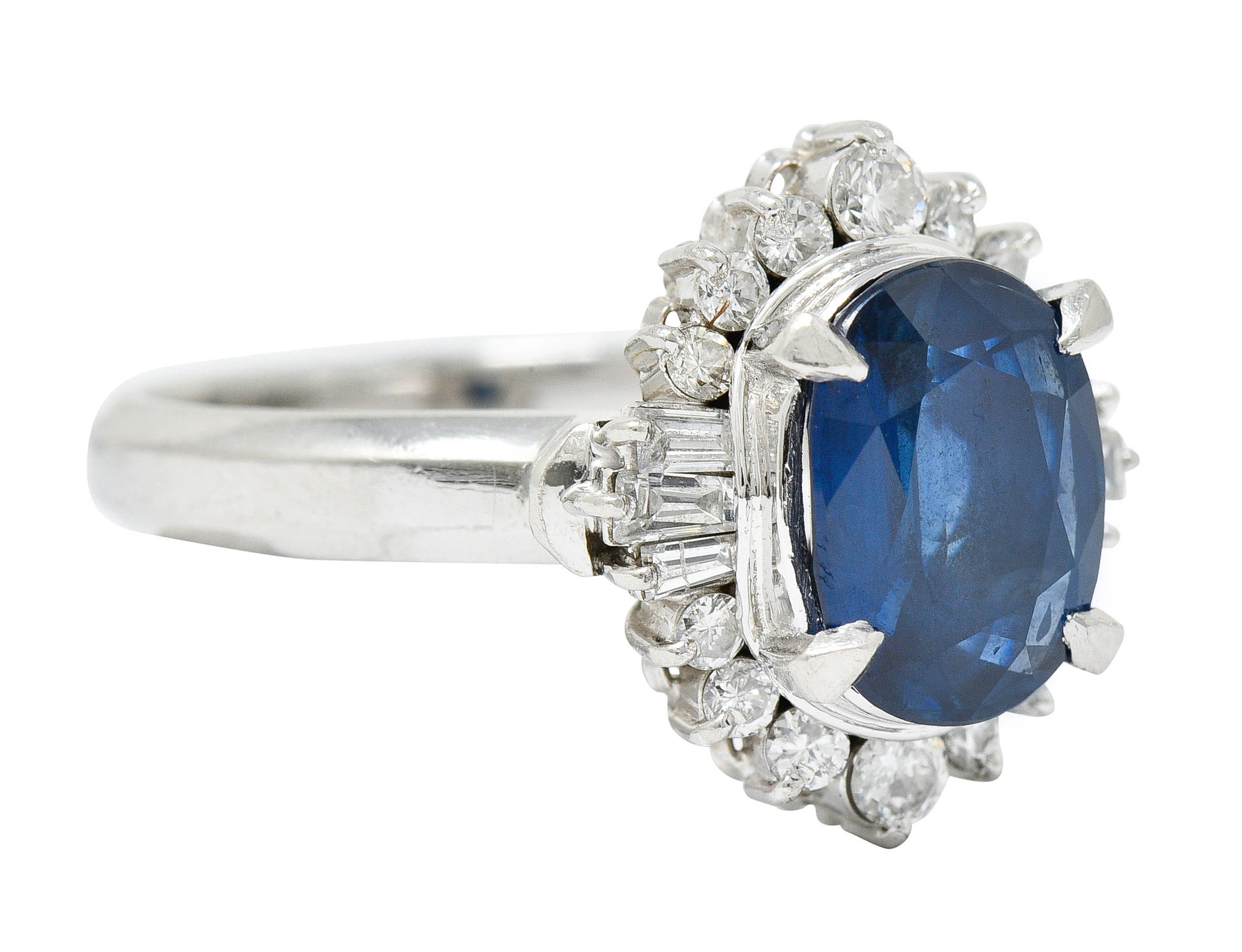 3.50 CTW Sapphire Diamond Platinum Cluster RingRing - Wilson's Estate Jewelry