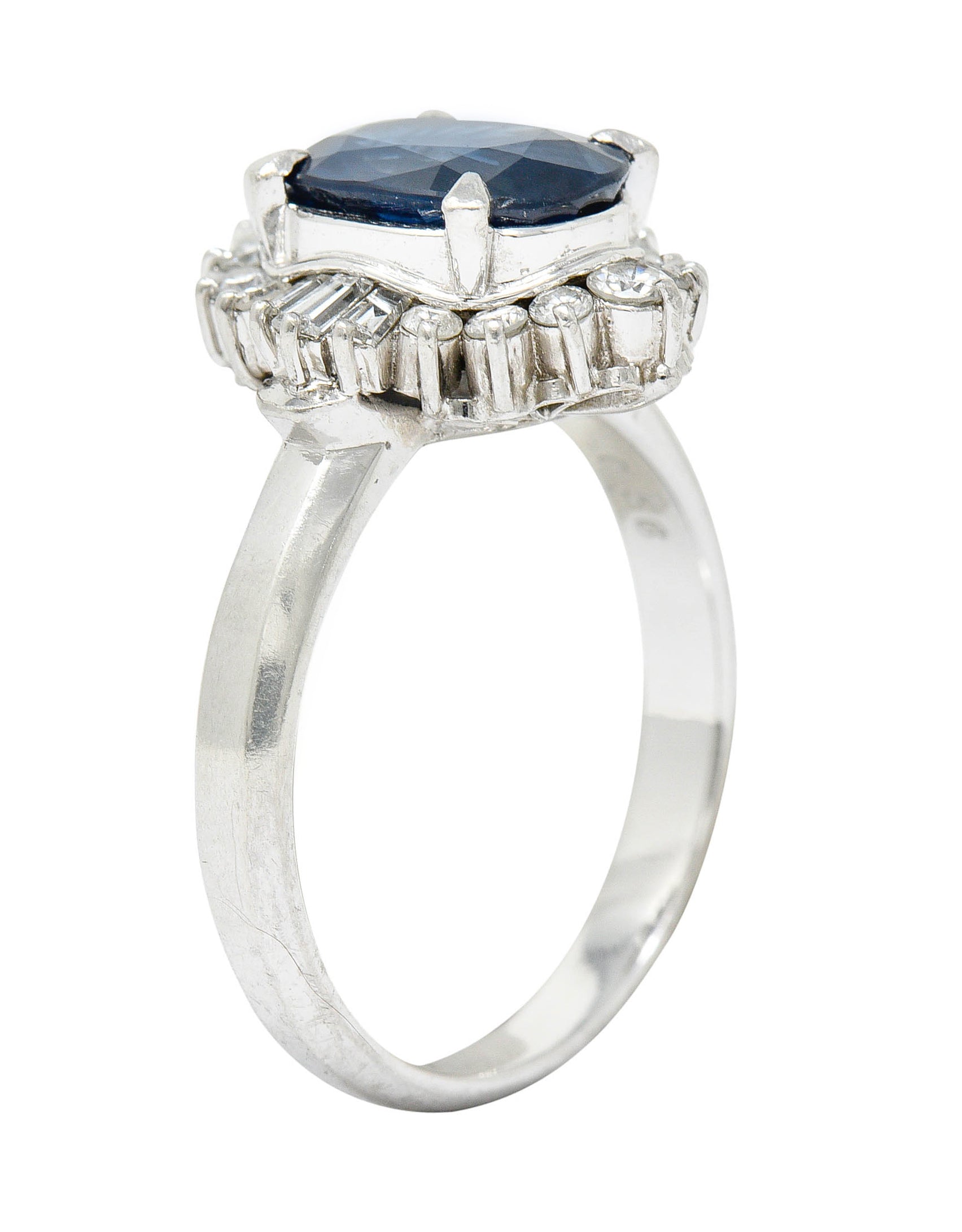 3.50 CTW Sapphire Diamond Platinum Cluster RingRing - Wilson's Estate Jewelry